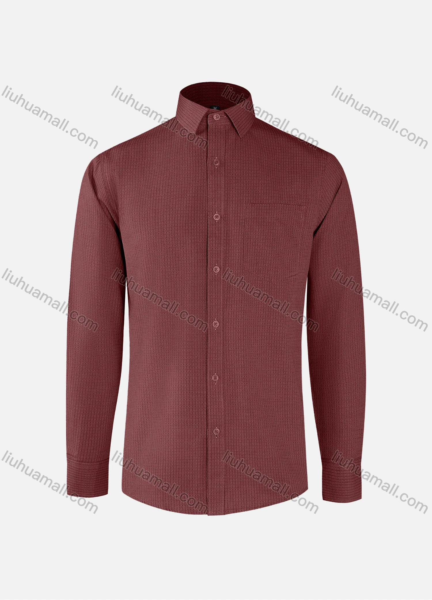 Wholesale Men's Fashion Allover Print Collared Button Down Patch Pocket Long Sleeve Shirts - Liuhuamall