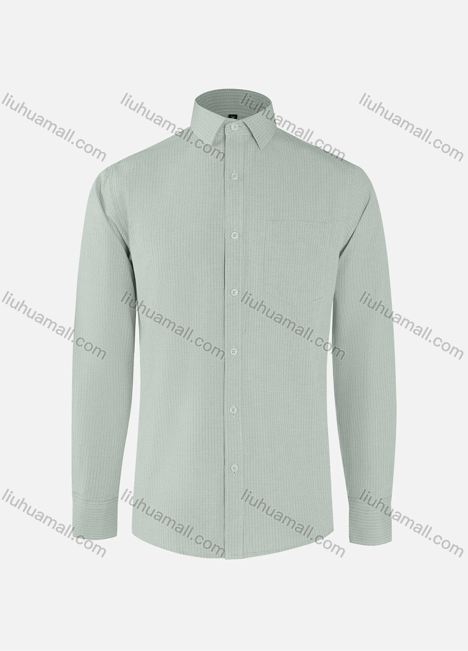 Wholesale Men's Fashion Allover Print Collared Button Down Patch Pocket Long Sleeve Shirts - Liuhuamall