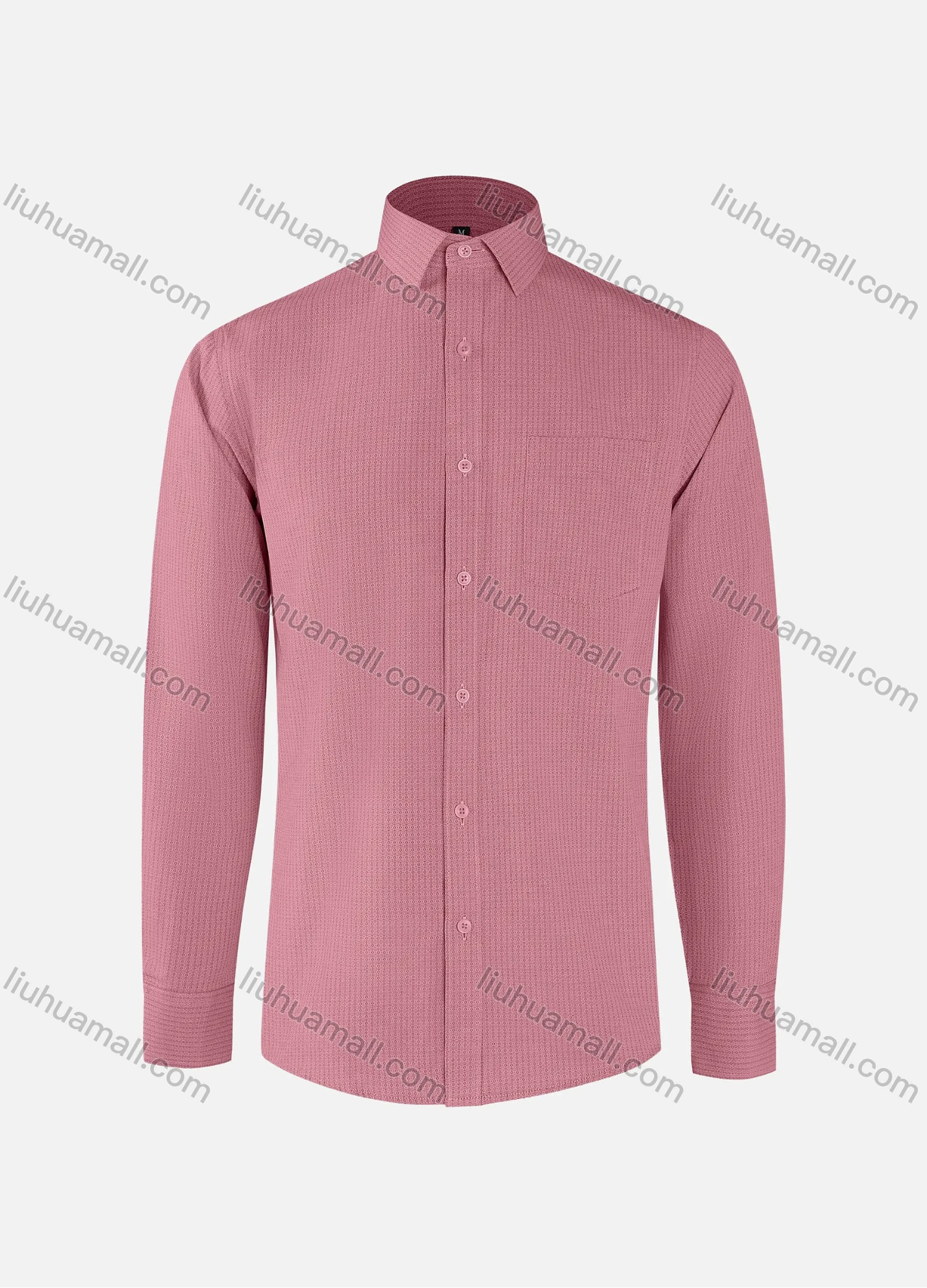 Wholesale Men's Fashion Allover Print Collared Button Down Patch Pocket Long Sleeve Shirts - Liuhuamall