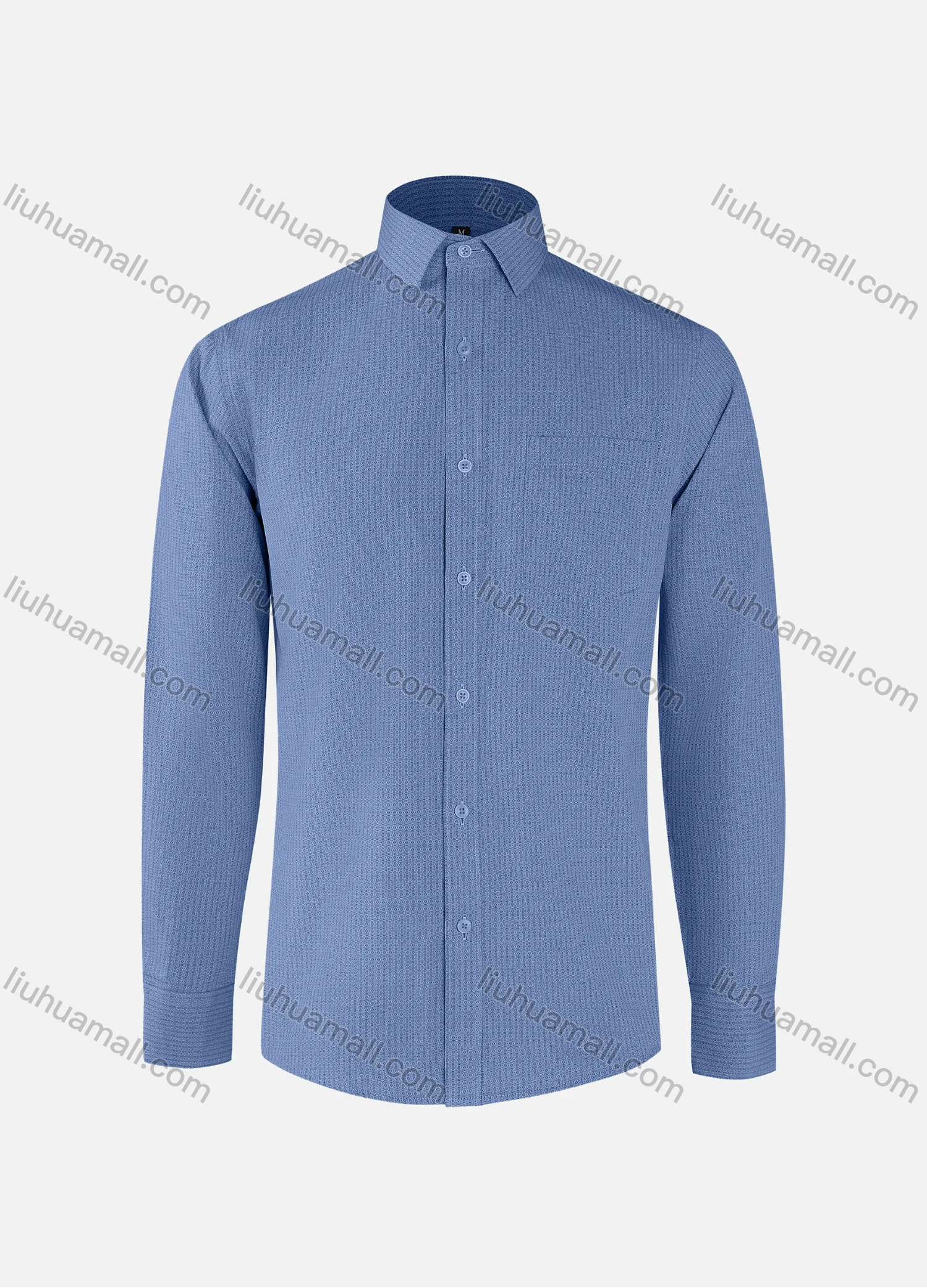 Wholesale Men's Fashion Allover Print Collared Button Down Patch Pocket Long Sleeve Shirts - Liuhuamall