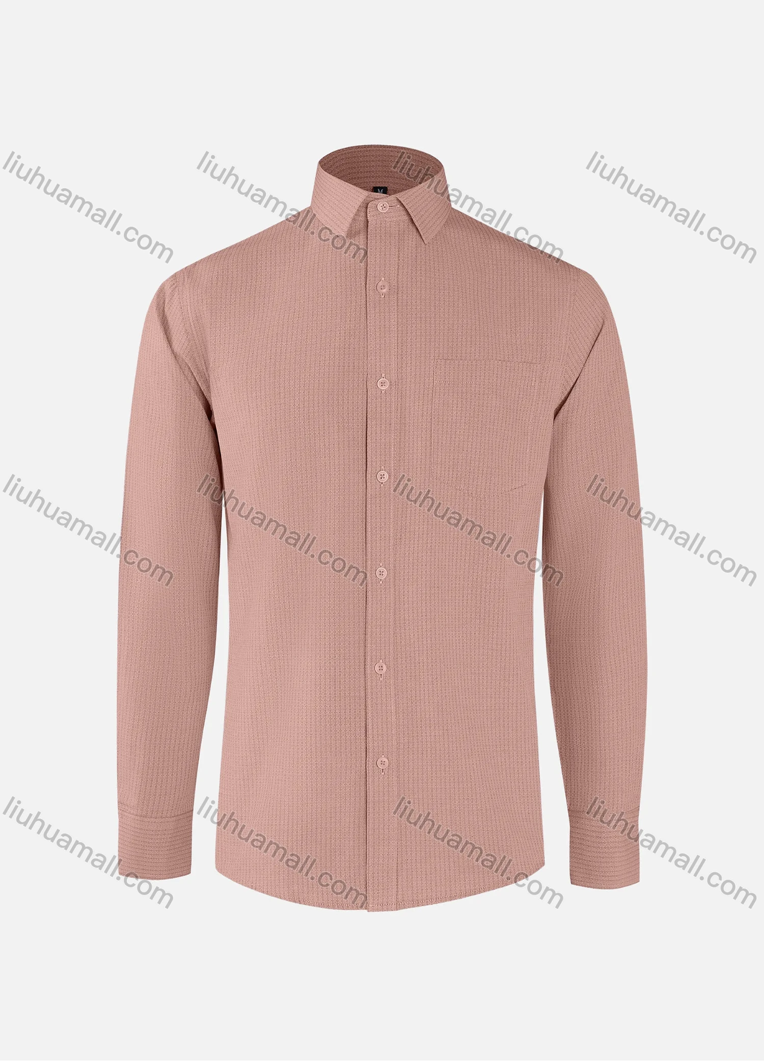 Wholesale Men's Fashion Allover Print Collared Button Down Patch Pocket Long Sleeve Shirts - Liuhuamall
