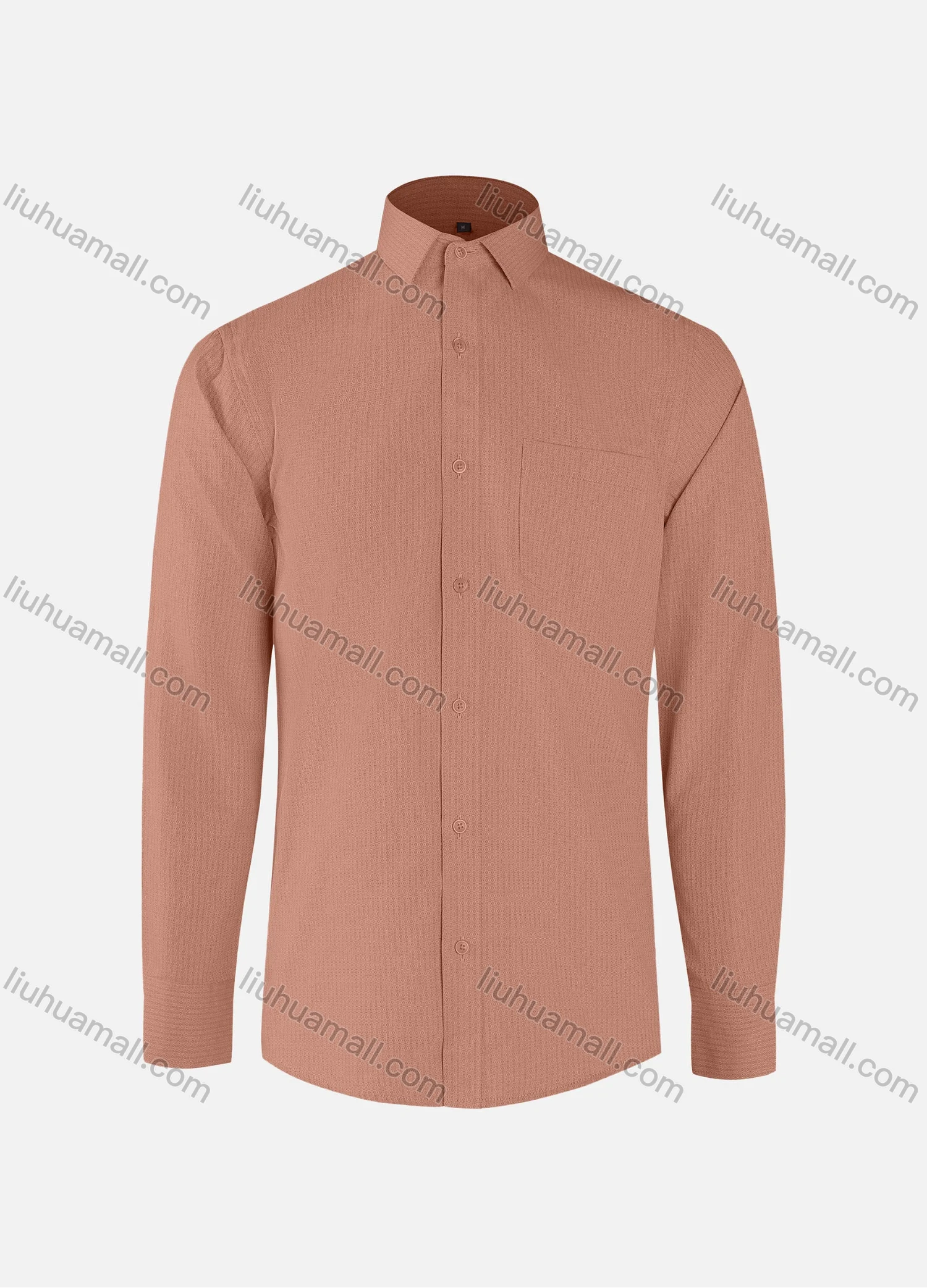 Wholesale Men's Fashion Allover Print Collared Button Down Patch Pocket Long Sleeve Shirts - Liuhuamall