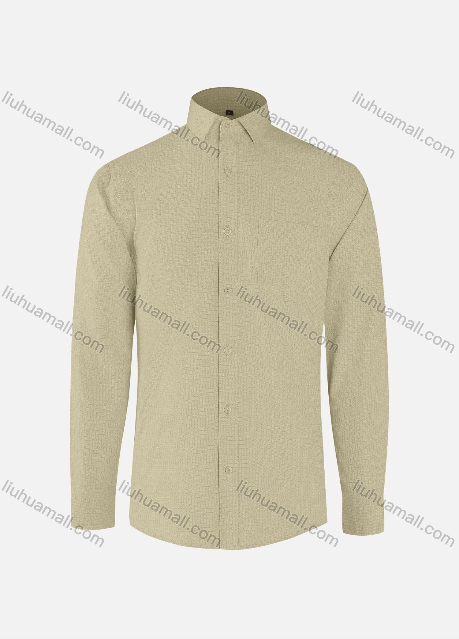 Wholesale Men's Fashion Allover Print Collared Button Down Patch Pocket Long Sleeve Shirts - Liuhuamall