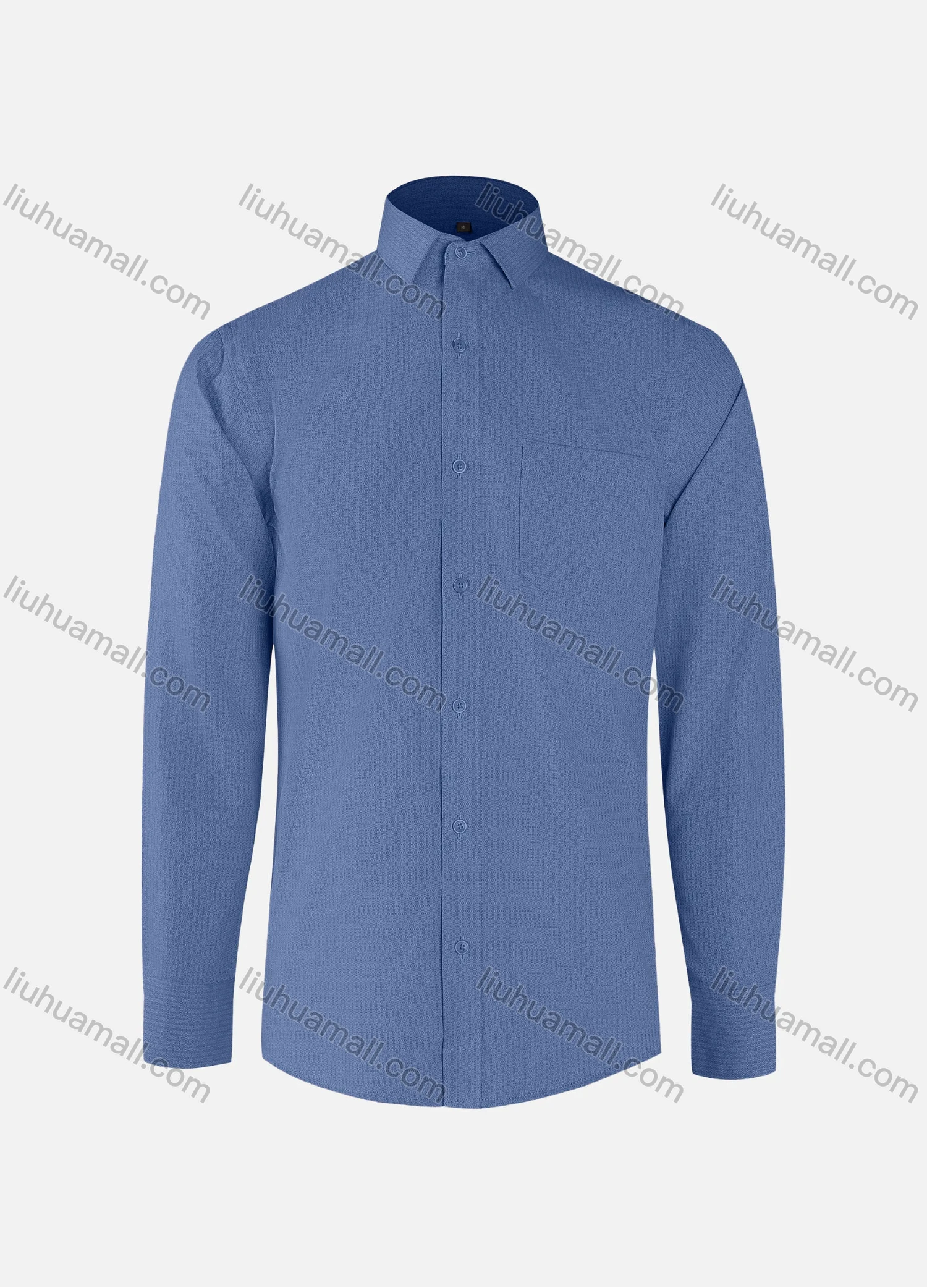 Wholesale Men's Fashion Allover Print Collared Button Down Patch Pocket Long Sleeve Shirts - Liuhuamall