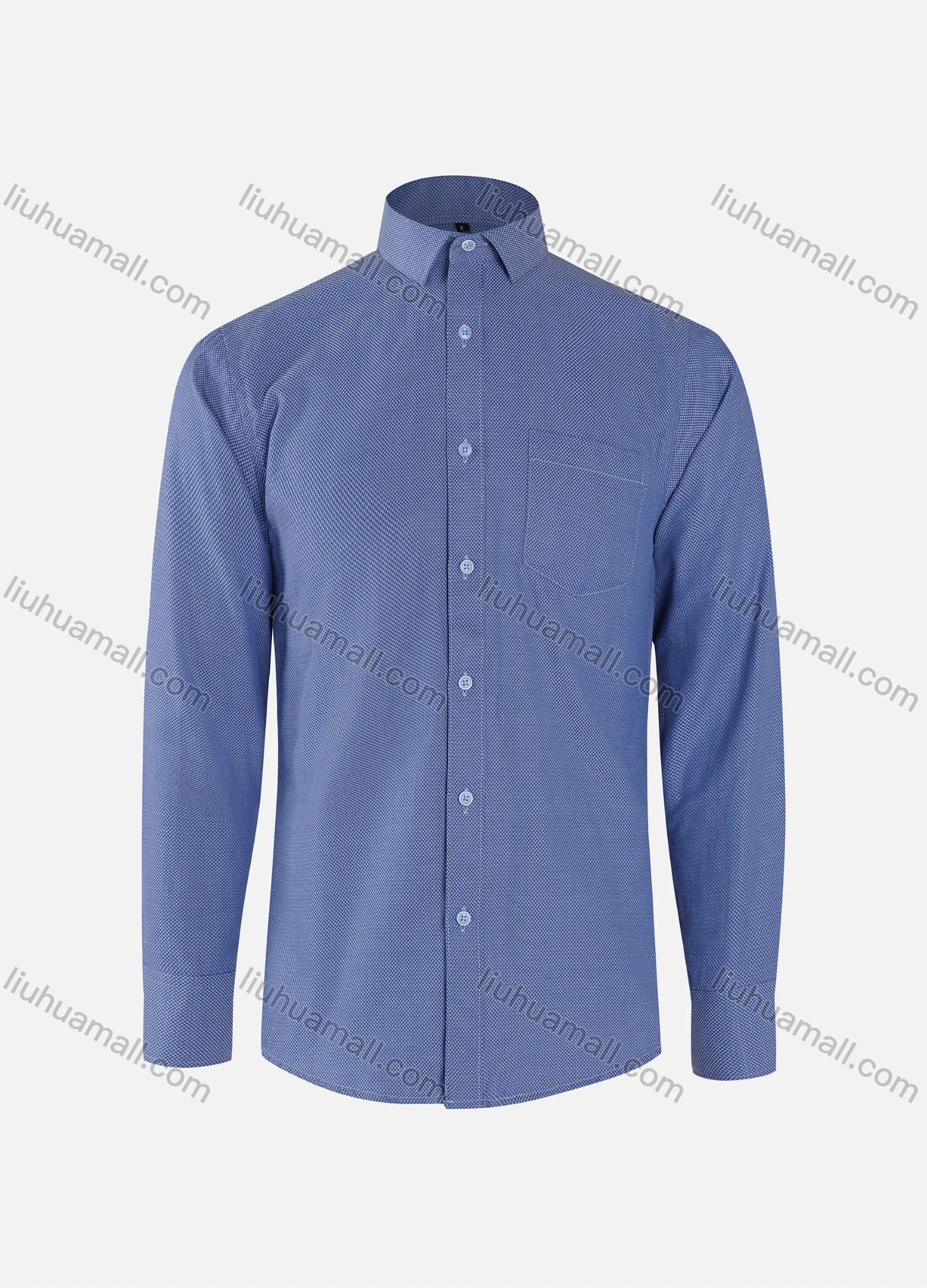 Wholesale Men's Business Plain Collared Button Down Patch Pocket Long Sleeve Shirts - Liuhuamall