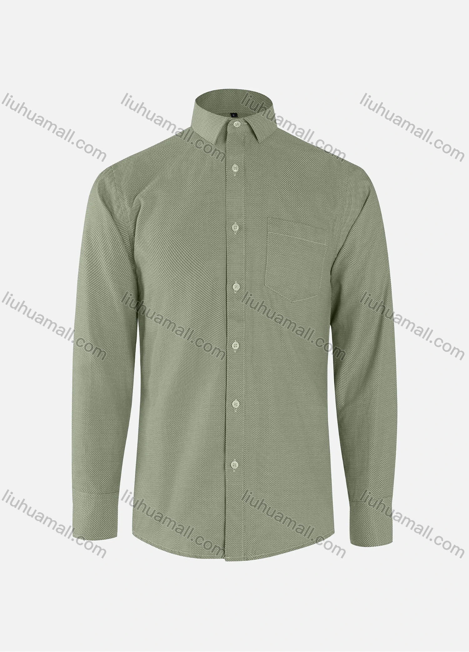 Wholesale Men's Business Plain Collared Button Down Patch Pocket Long Sleeve Shirts - Liuhuamall