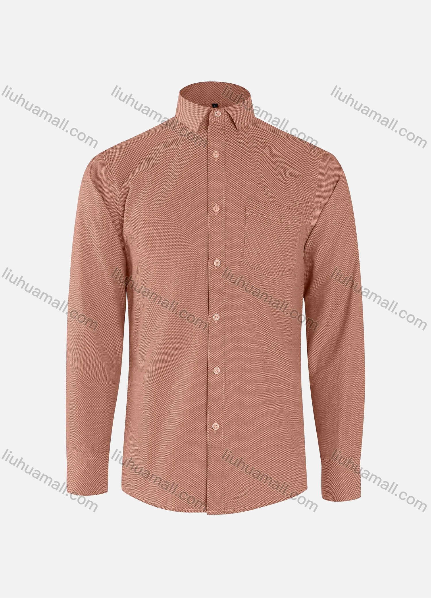 Wholesale Men's Business Plain Collared Button Down Patch Pocket Long Sleeve Shirts - Liuhuamall