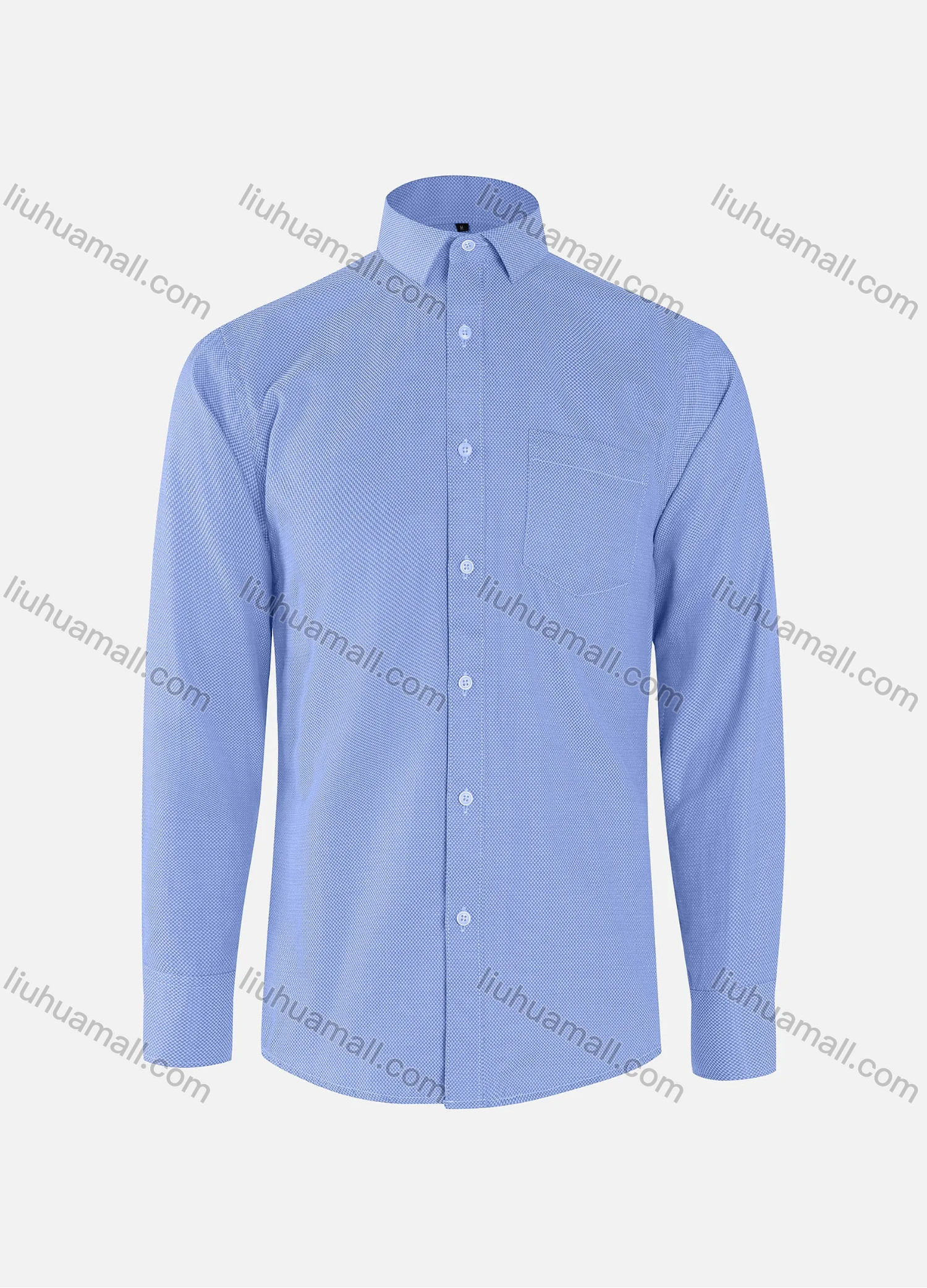 Wholesale Men's Business Plain Collared Button Down Patch Pocket Long Sleeve Shirts - Liuhuamall