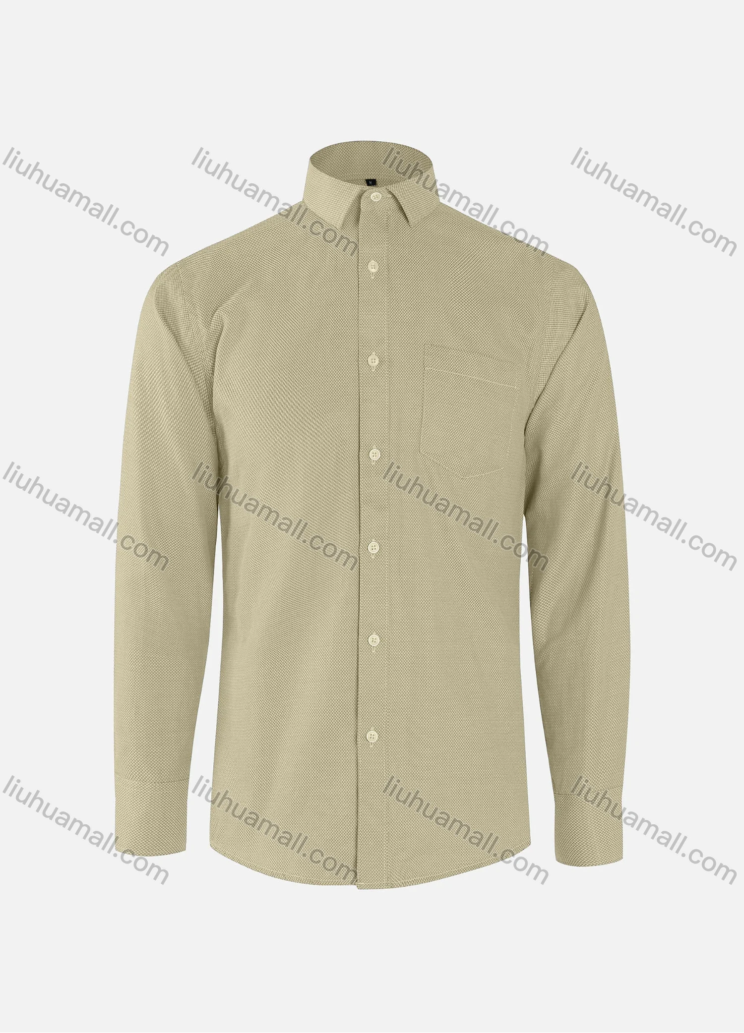 Wholesale Men's Business Plain Collared Button Down Patch Pocket Long Sleeve Shirts - Liuhuamall