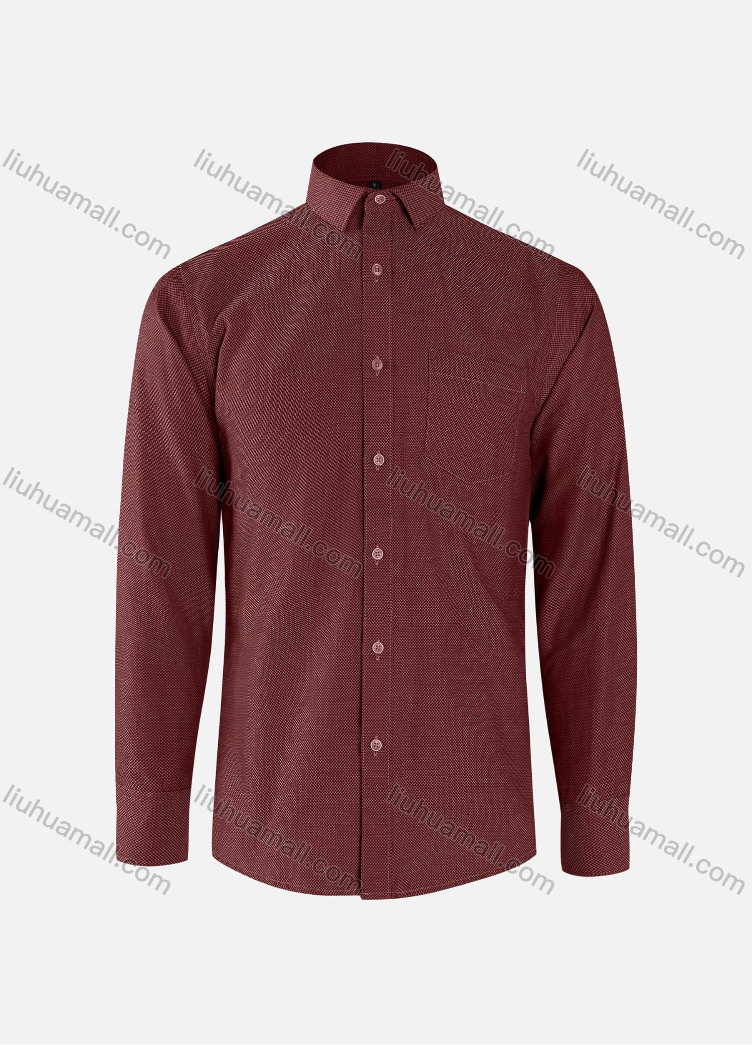 Wholesale Men's Business Plain Collared Button Down Patch Pocket Long Sleeve Shirts - Liuhuamall