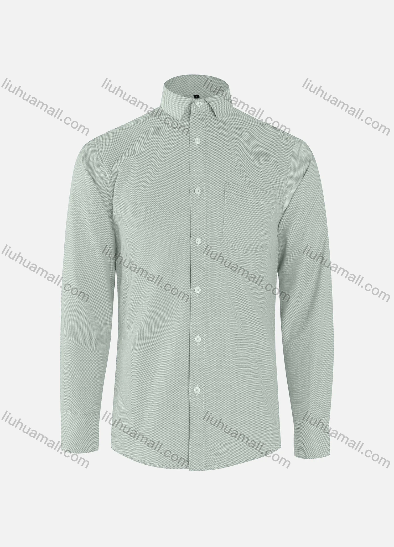 Wholesale Men's Business Plain Collared Button Down Patch Pocket Long Sleeve Shirts - Liuhuamall