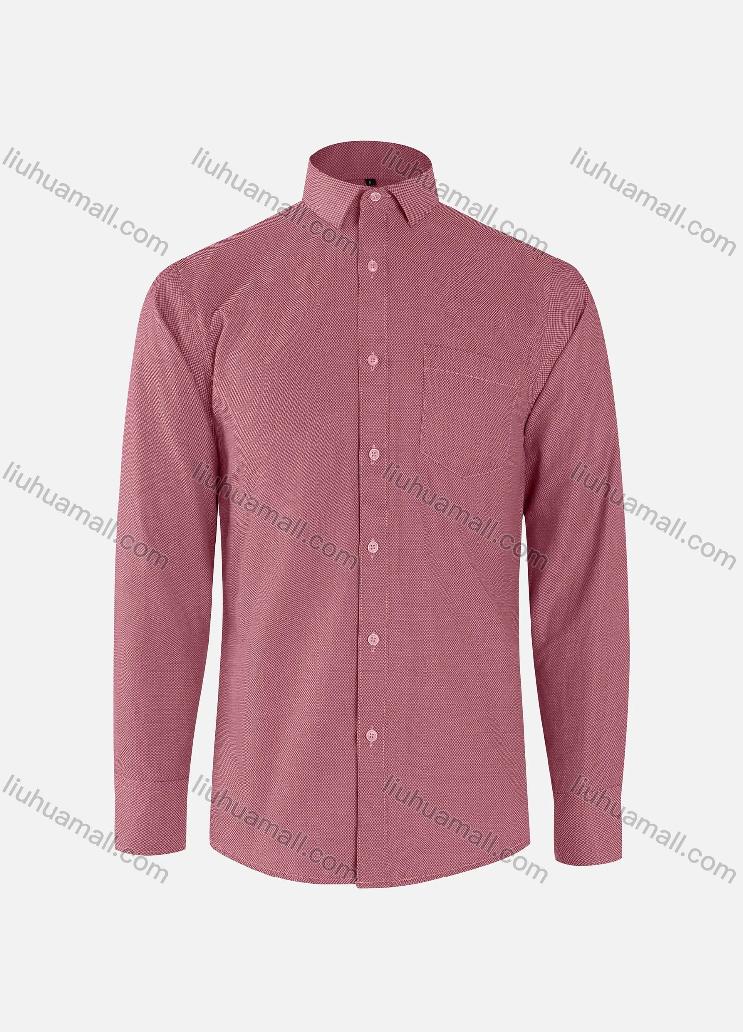 Wholesale Men's Business Plain Collared Button Down Patch Pocket Long Sleeve Shirts - Liuhuamall