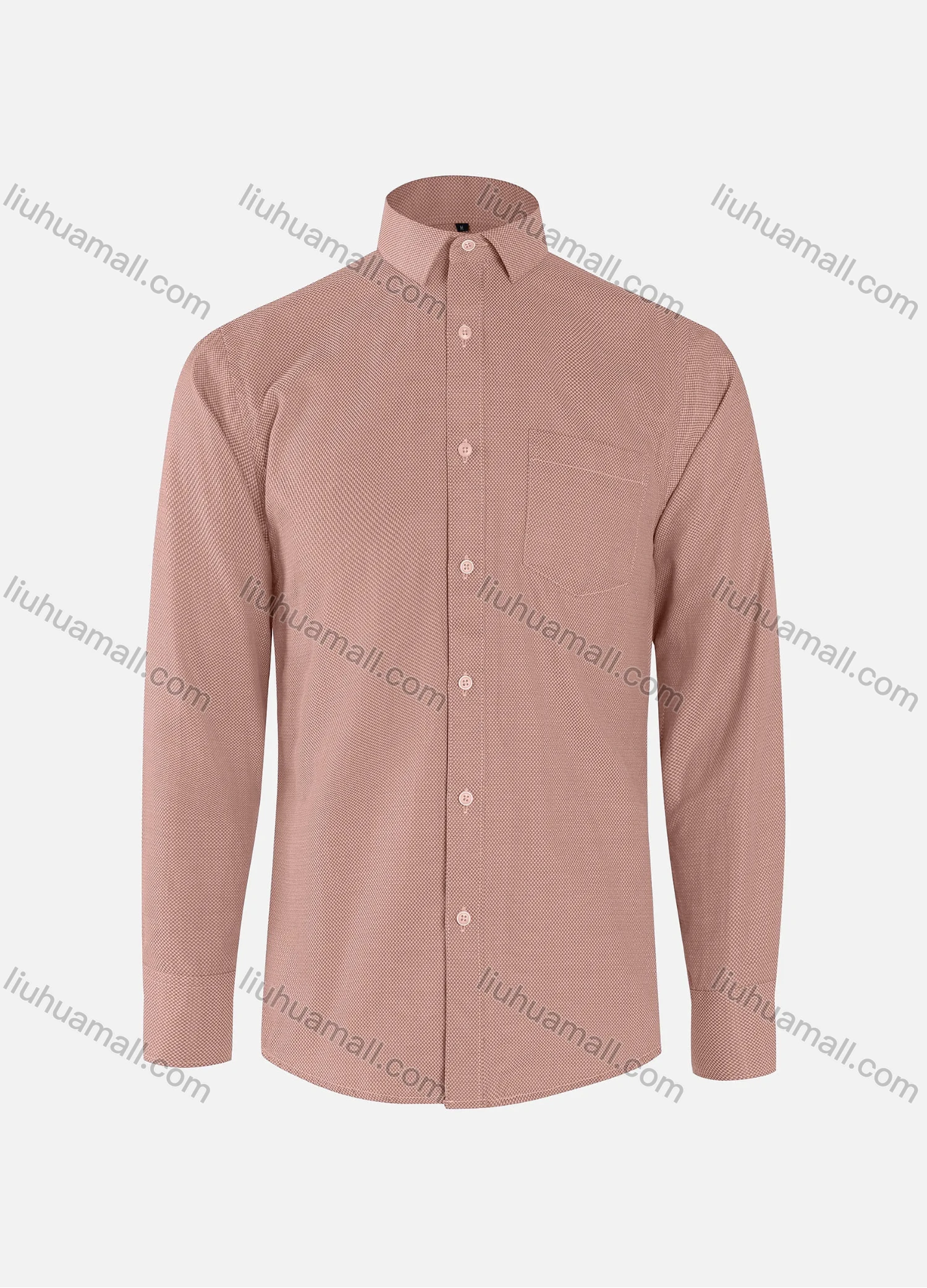 Wholesale Men's Business Plain Collared Button Down Patch Pocket Long Sleeve Shirts - Liuhuamall