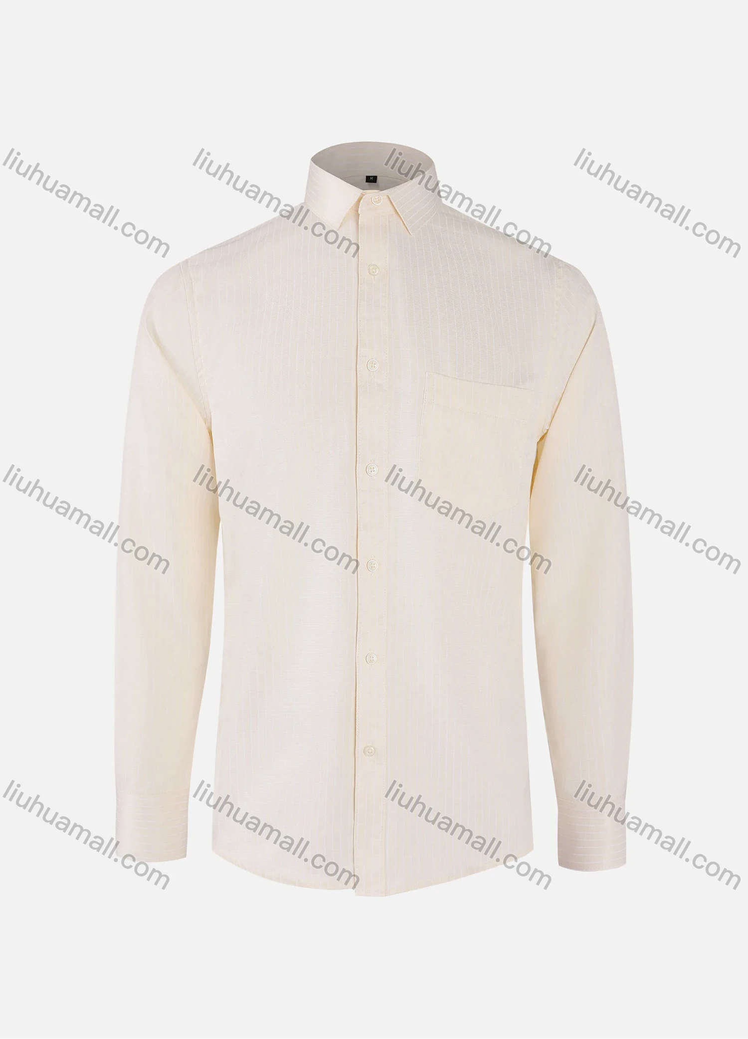 Wholesale Men's Business Striped Collared Button Down Patch Pocket Long Sleeve Shirts - Liuhuamall