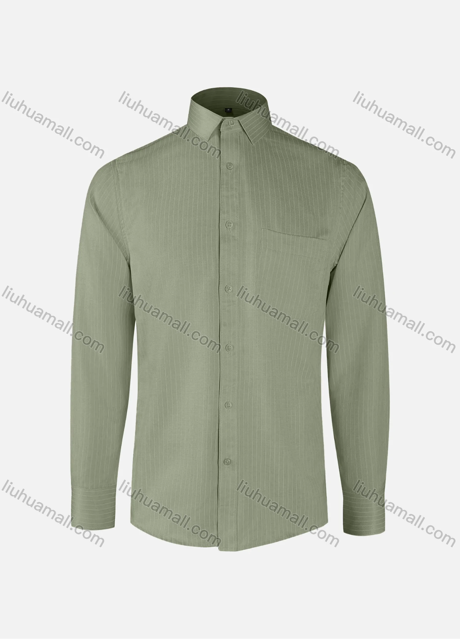 Wholesale Men's Business Striped Collared Button Down Patch Pocket Long Sleeve Shirts - Liuhuamall