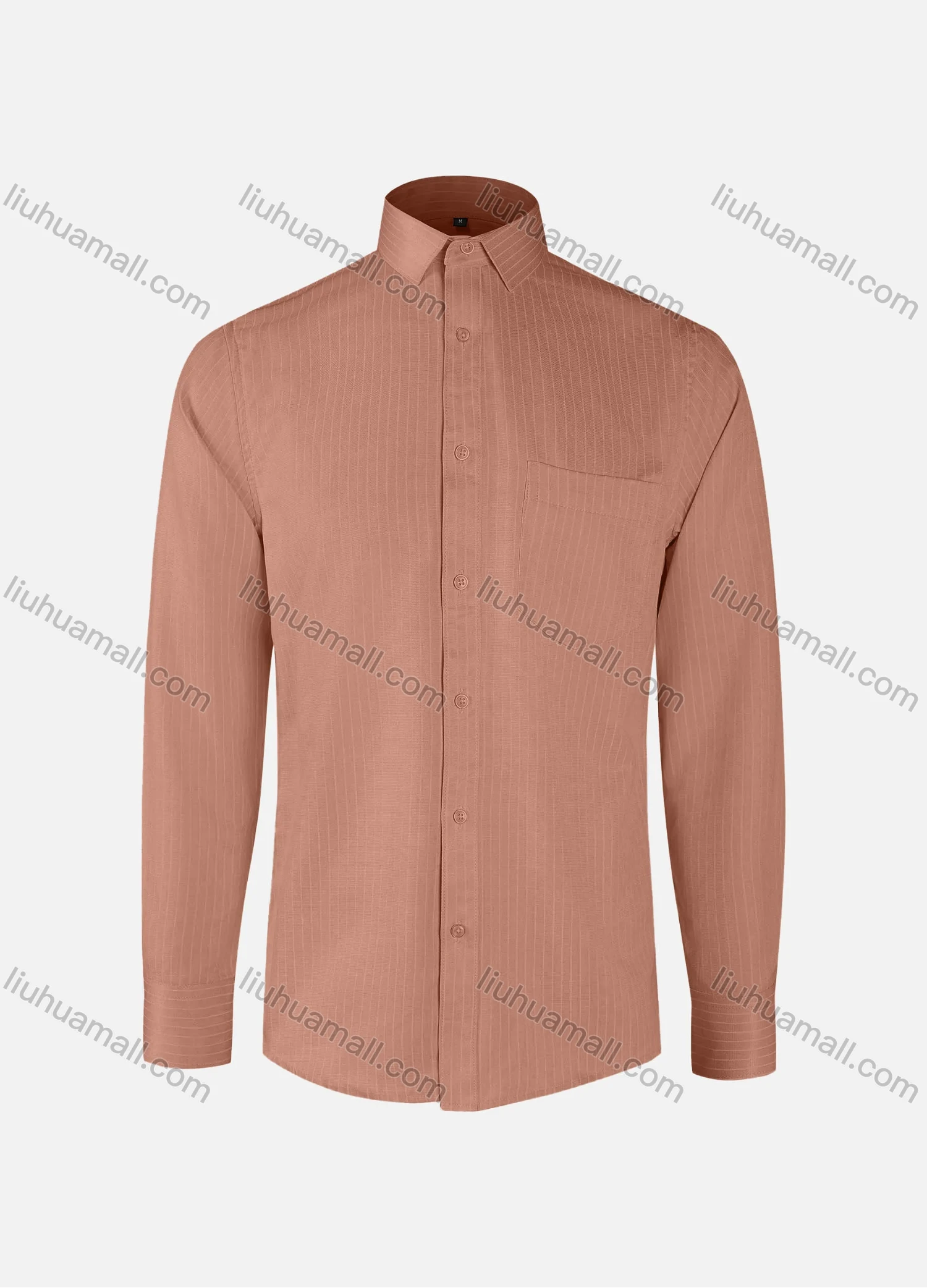 Wholesale Men's Business Striped Collared Button Down Patch Pocket Long Sleeve Shirts - Liuhuamall