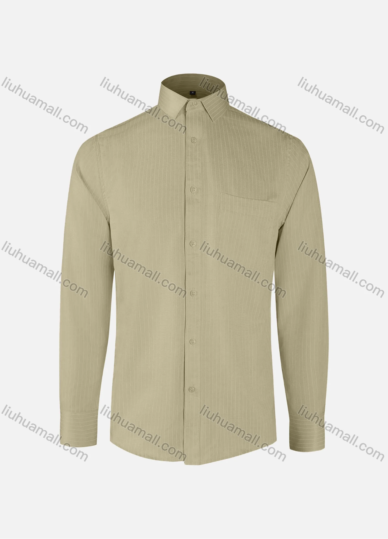 Wholesale Men's Business Striped Collared Button Down Patch Pocket Long Sleeve Shirts - Liuhuamall