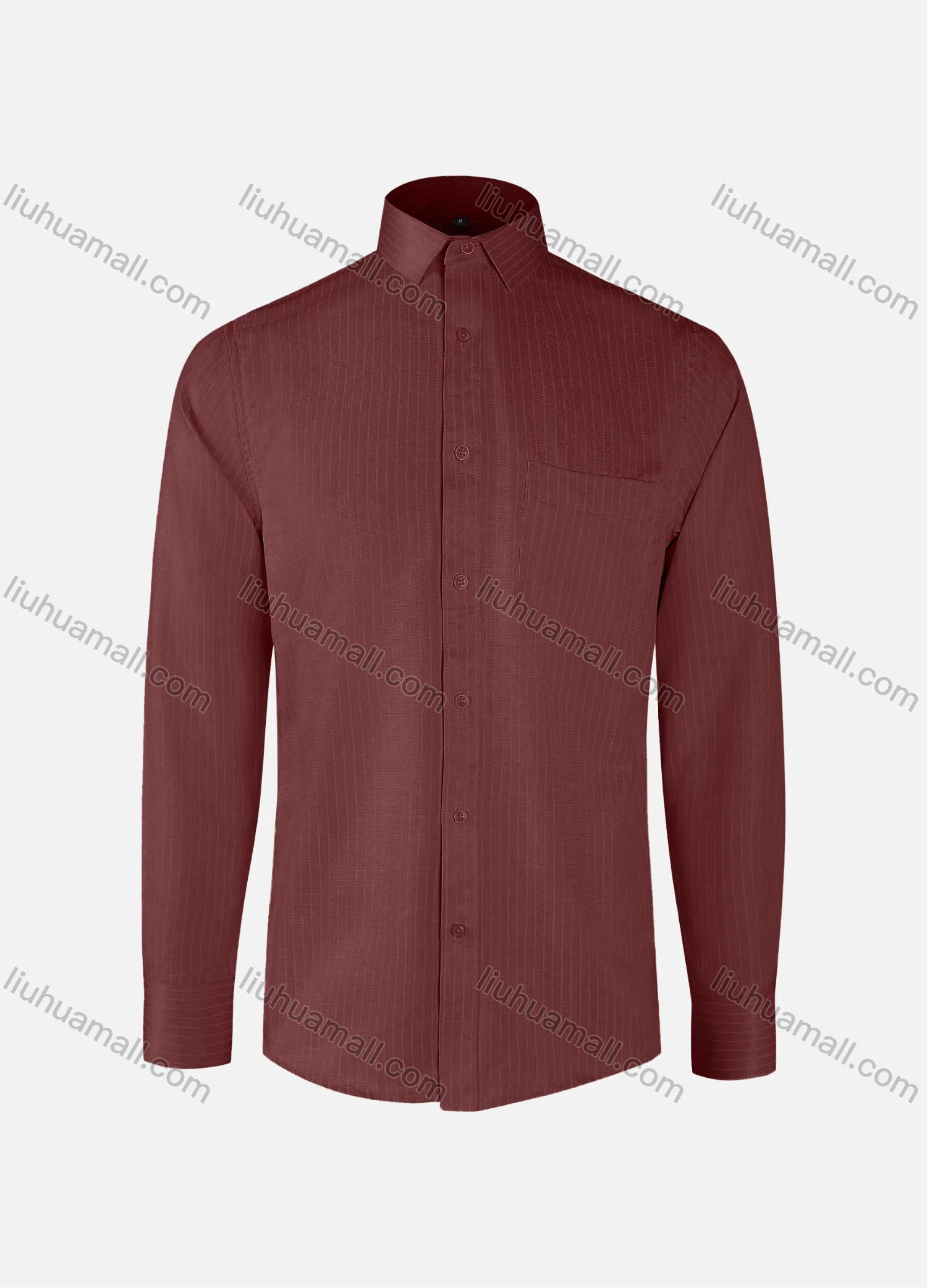 Wholesale Men's Business Striped Collared Button Down Patch Pocket Long Sleeve Shirts - Liuhuamall