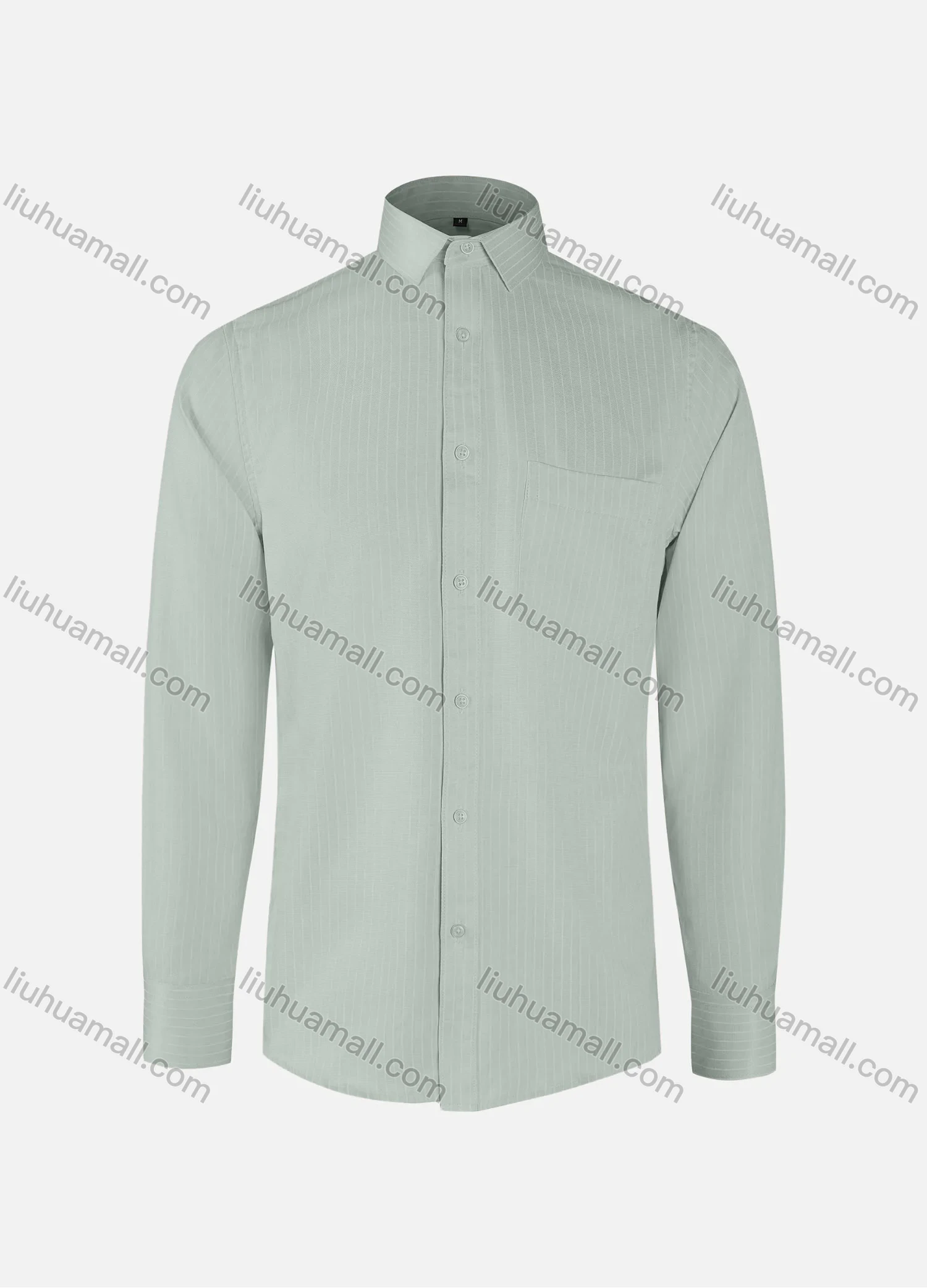 Wholesale Men's Business Striped Collared Button Down Patch Pocket Long Sleeve Shirts - Liuhuamall