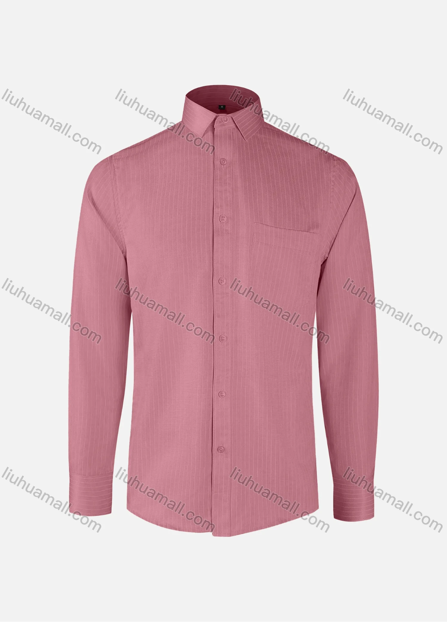 Wholesale Men's Business Striped Collared Button Down Patch Pocket Long Sleeve Shirts - Liuhuamall
