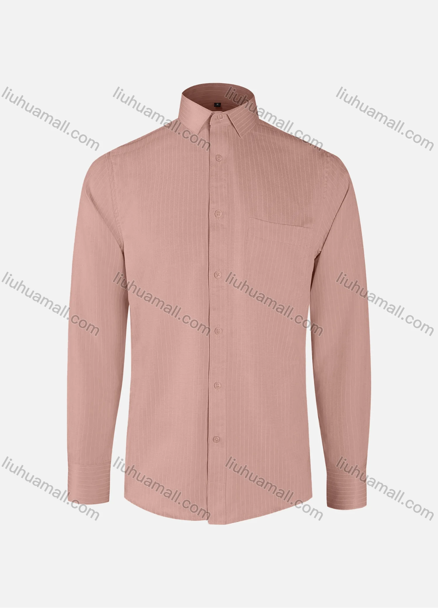 Wholesale Men's Business Striped Collared Button Down Patch Pocket Long Sleeve Shirts - Liuhuamall