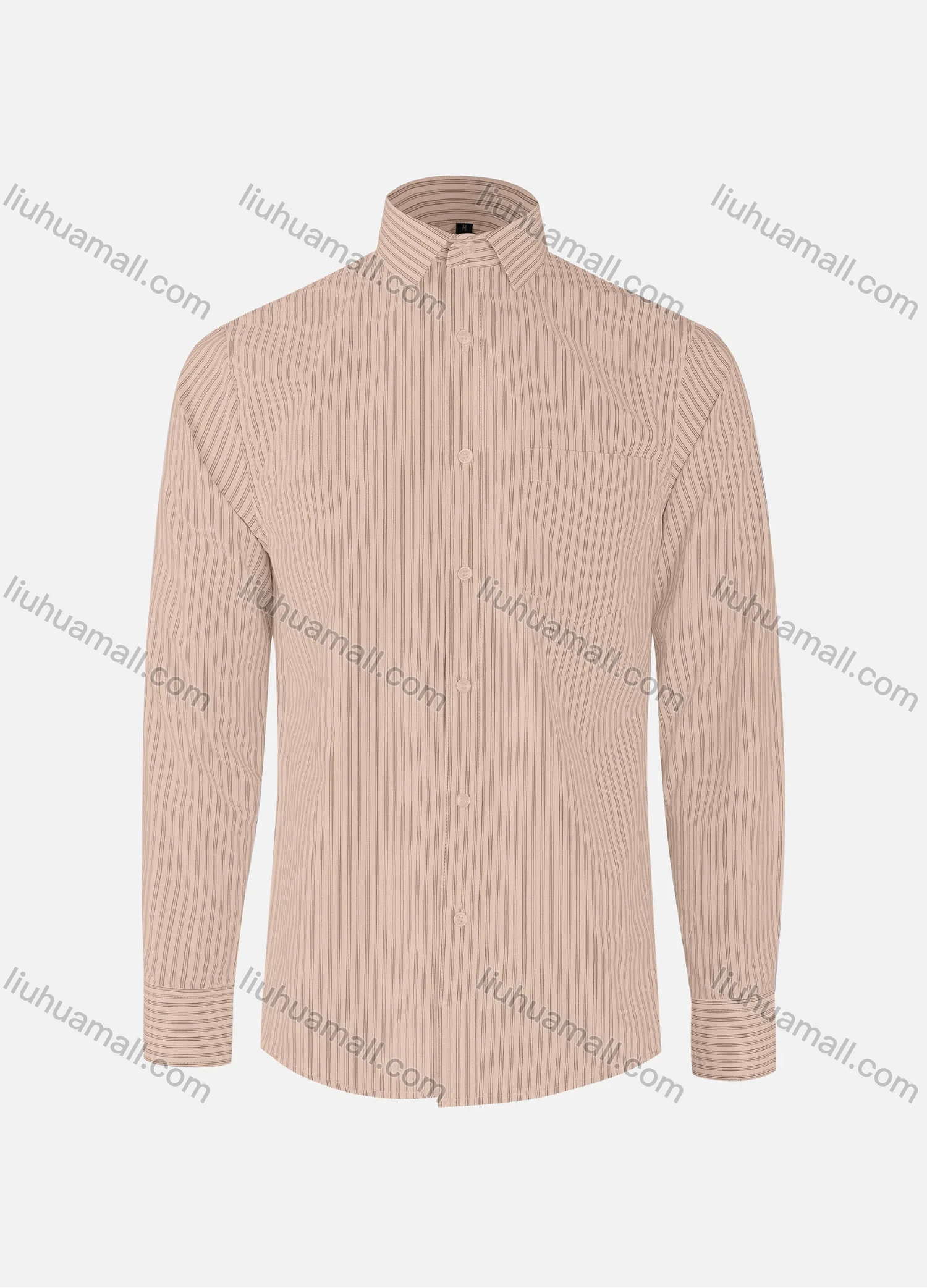 Wholesale Men's Formal Striped Collared Button Down Patch Pocket Long Sleeve Shirts - Liuhuamall