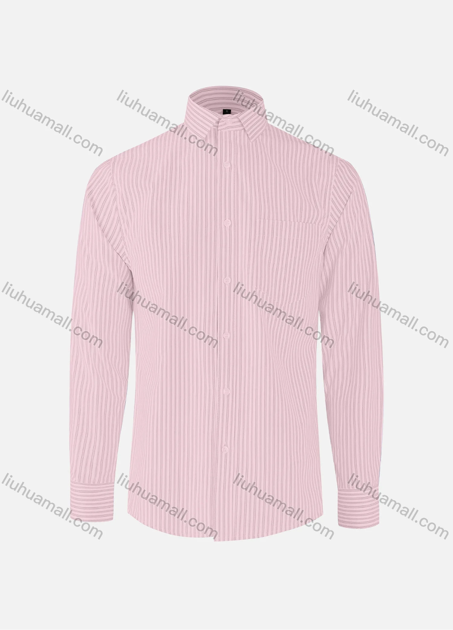 Wholesale Men's Formal Striped Collared Button Down Patch Pocket Long Sleeve Shirts - Liuhuamall