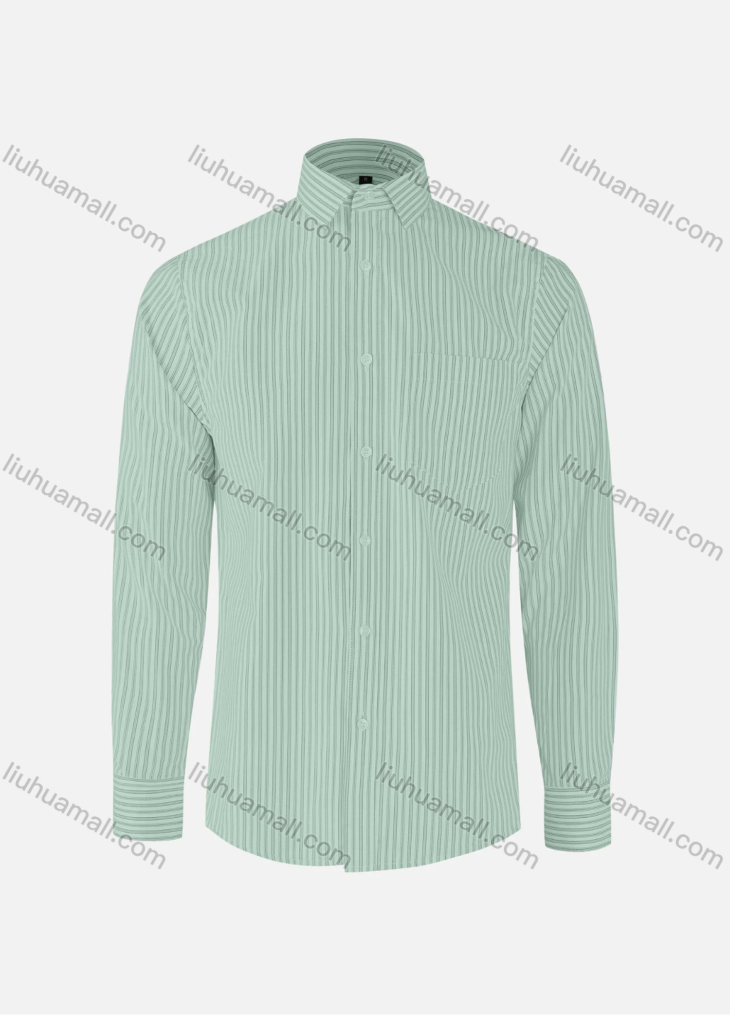 Wholesale Men's Formal Striped Collared Button Down Patch Pocket Long Sleeve Shirts - Liuhuamall