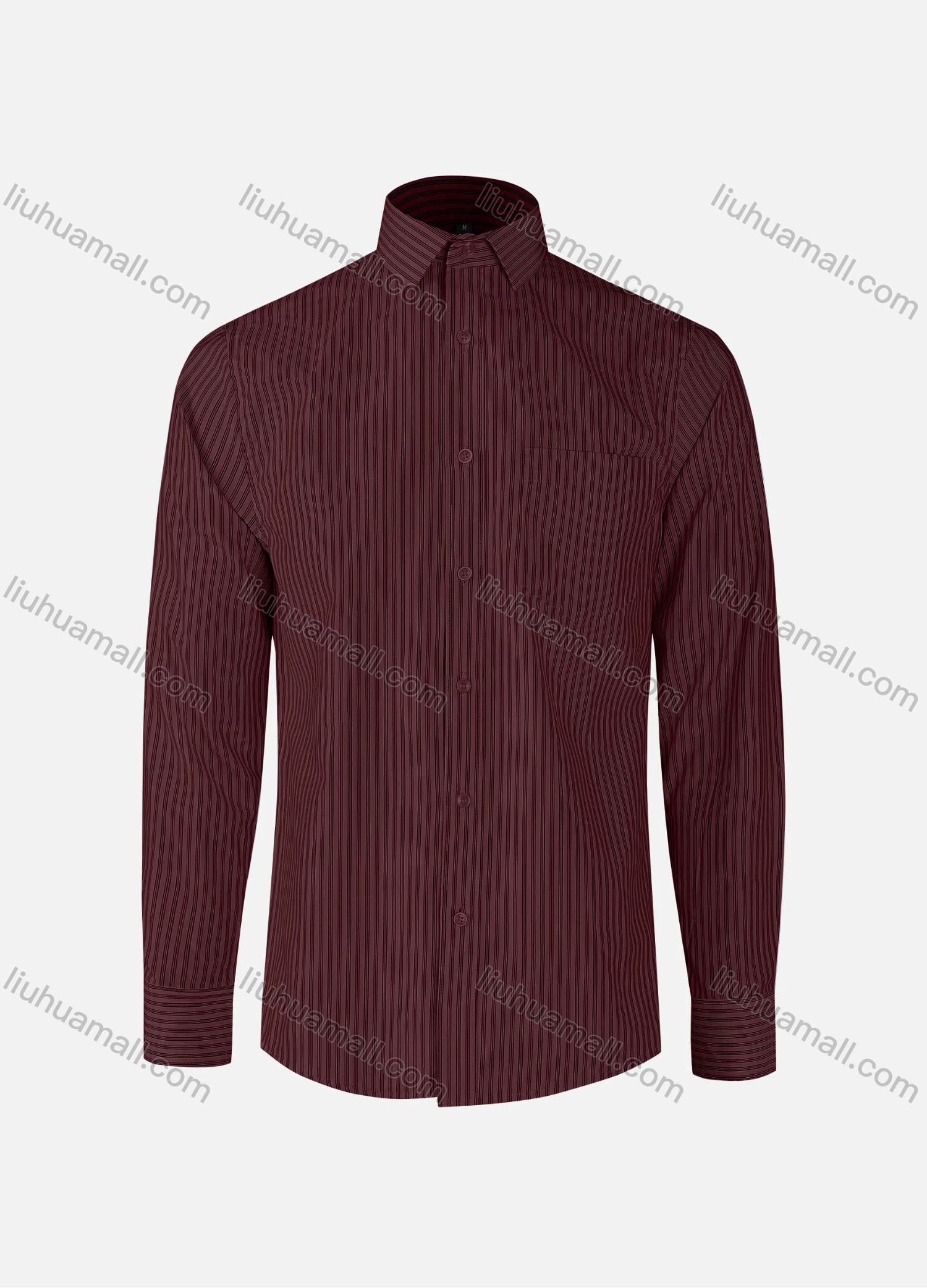 Wholesale Men's Formal Striped Collared Button Down Patch Pocket Long Sleeve Shirts - Liuhuamall