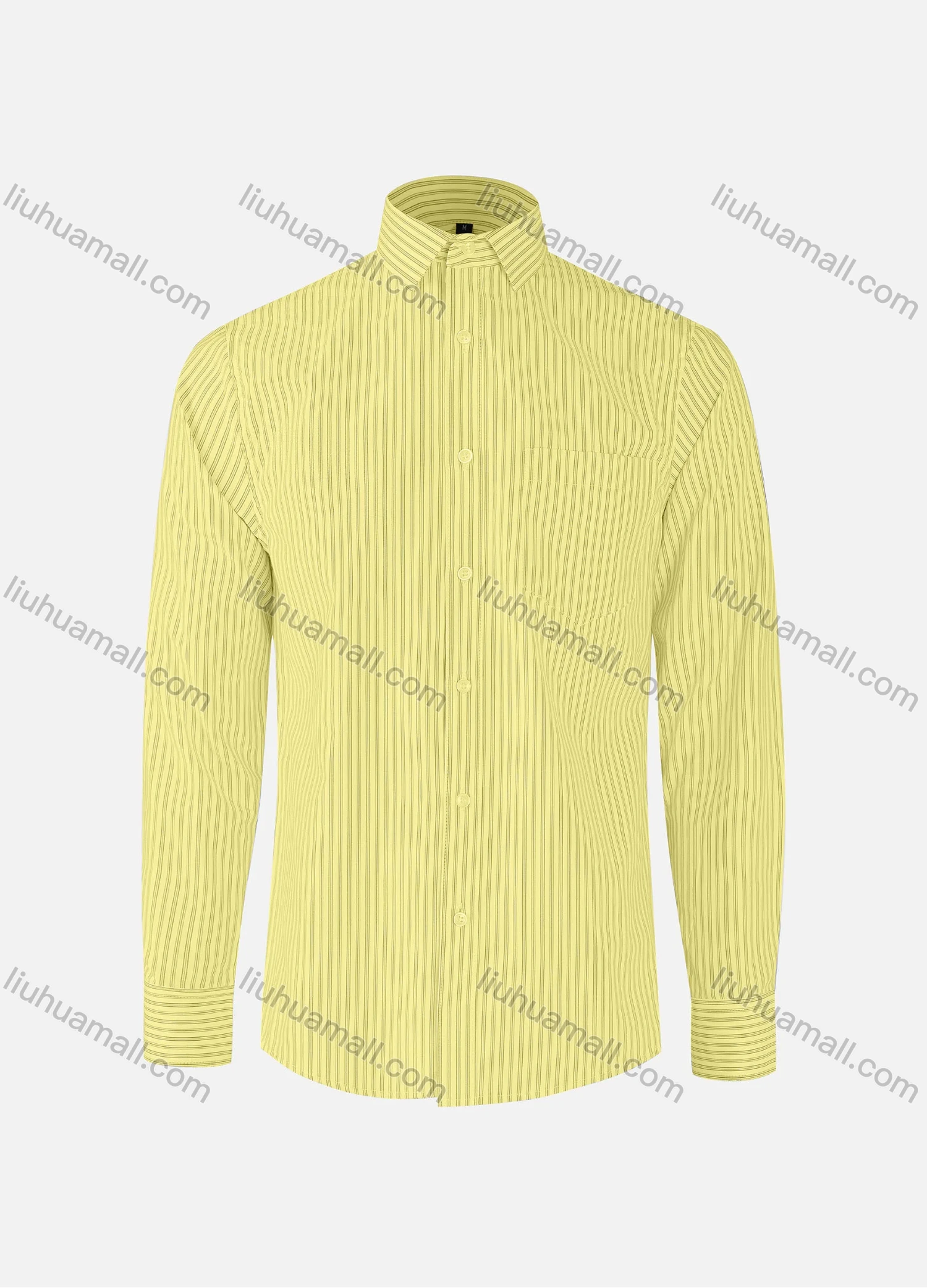 Wholesale Men's Formal Striped Collared Button Down Patch Pocket Long Sleeve Shirts - Liuhuamall