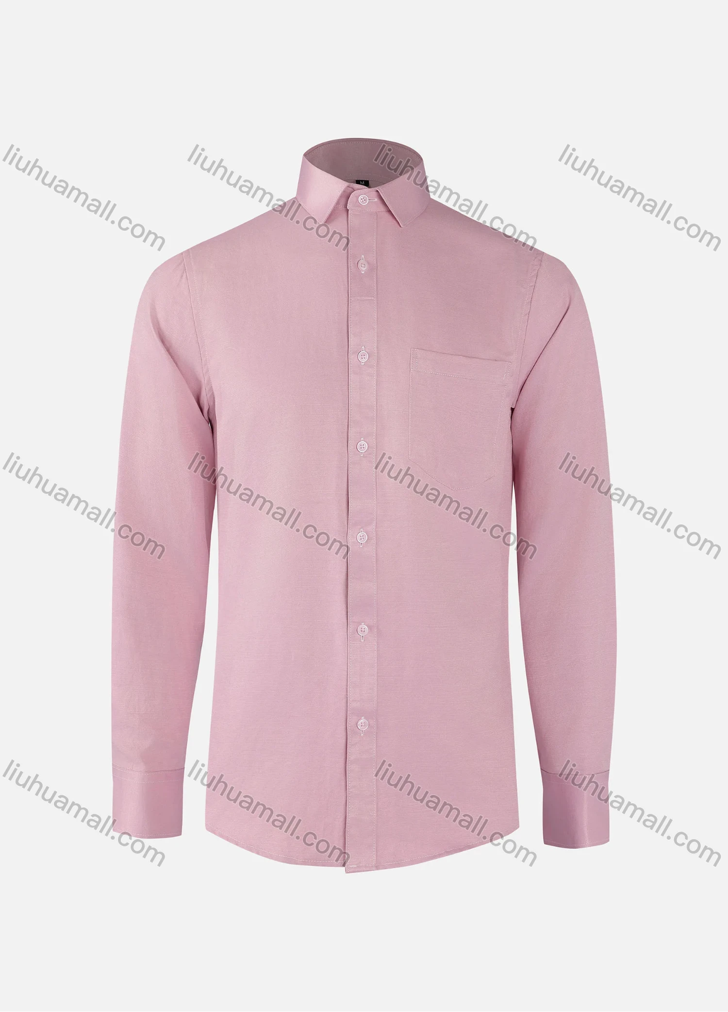 Wholesale Men's Business Plain Collared Button Down Patch Pocket Long Sleeve Shirts - Liuhuamall