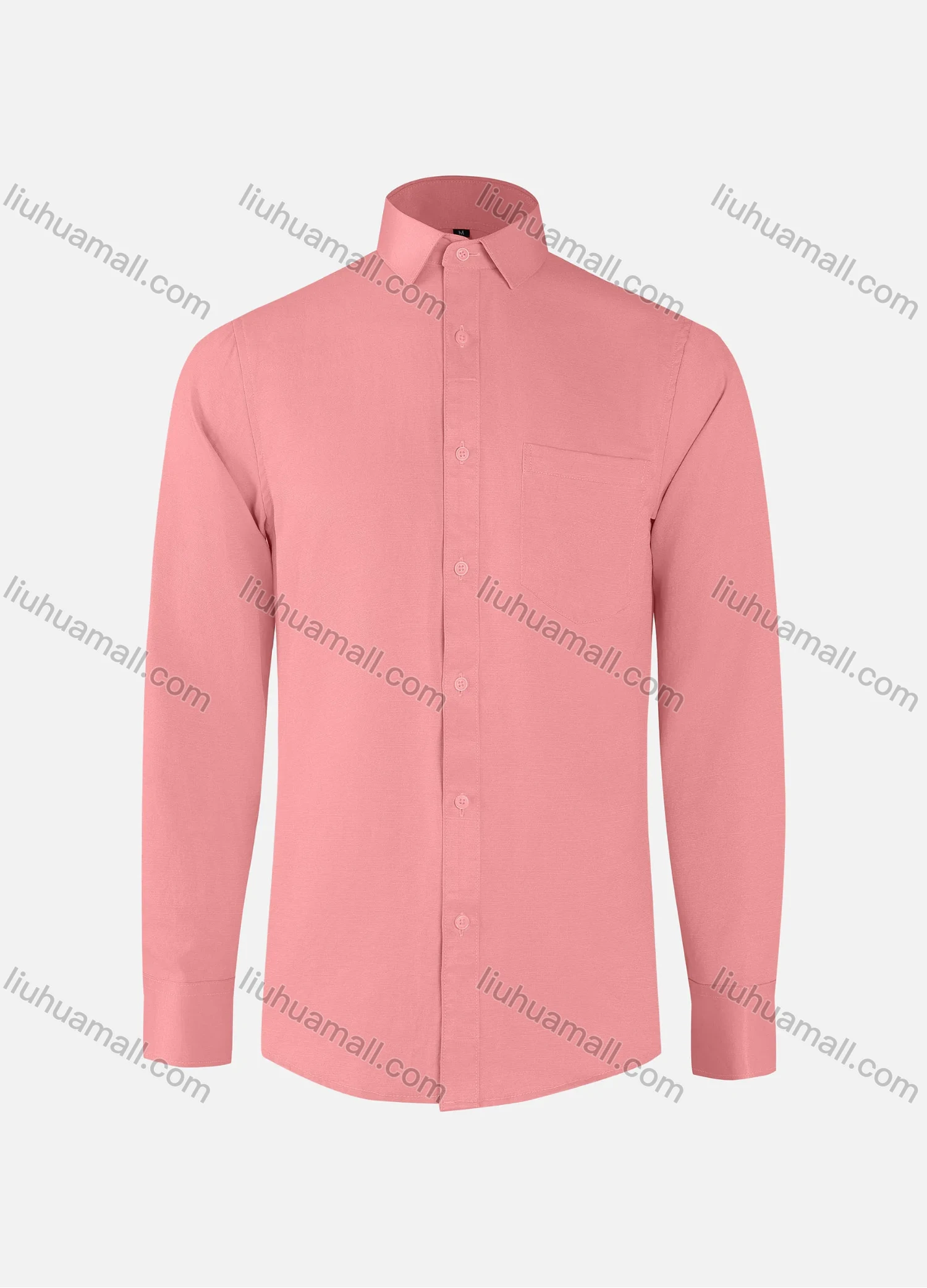 Wholesale Men's Business Plain Collared Button Down Patch Pocket Long Sleeve Shirts - Liuhuamall