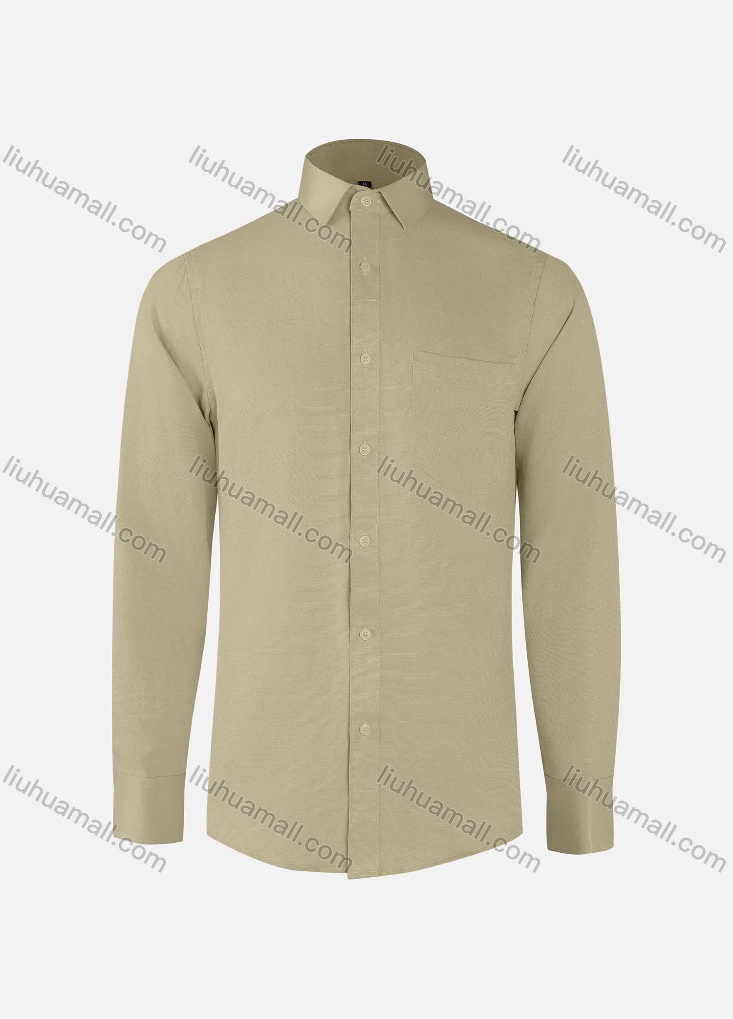 Wholesale Men's Business Plain Collared Button Down Patch Pocket Long Sleeve Shirts - Liuhuamall