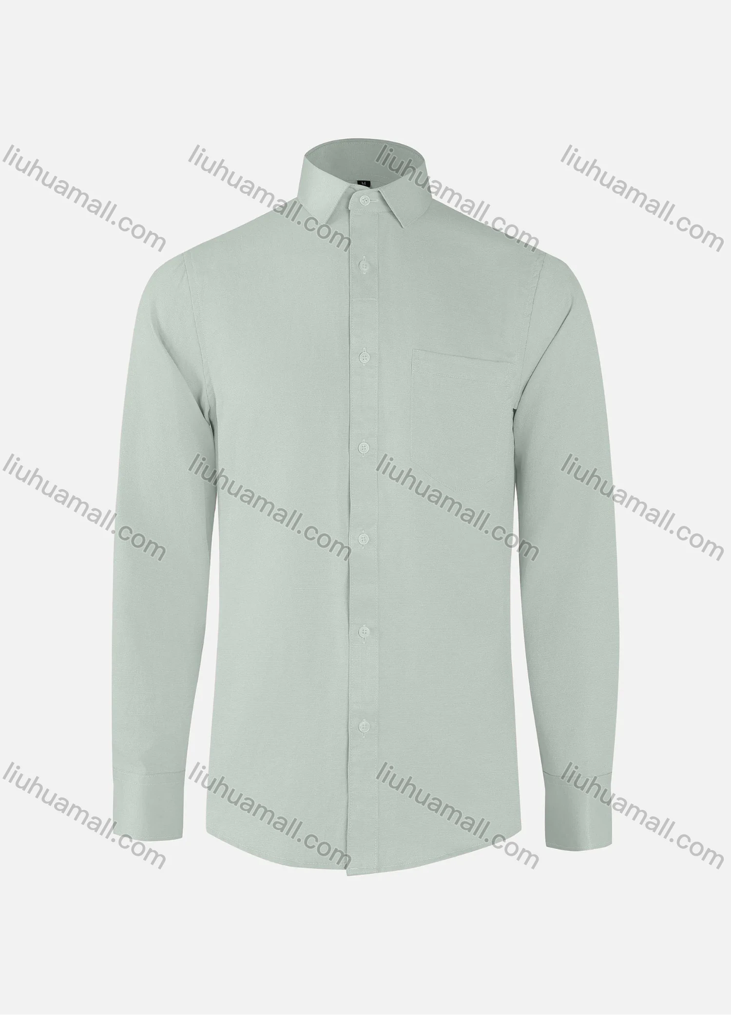 Wholesale Men's Business Plain Collared Button Down Patch Pocket Long Sleeve Shirts - Liuhuamall