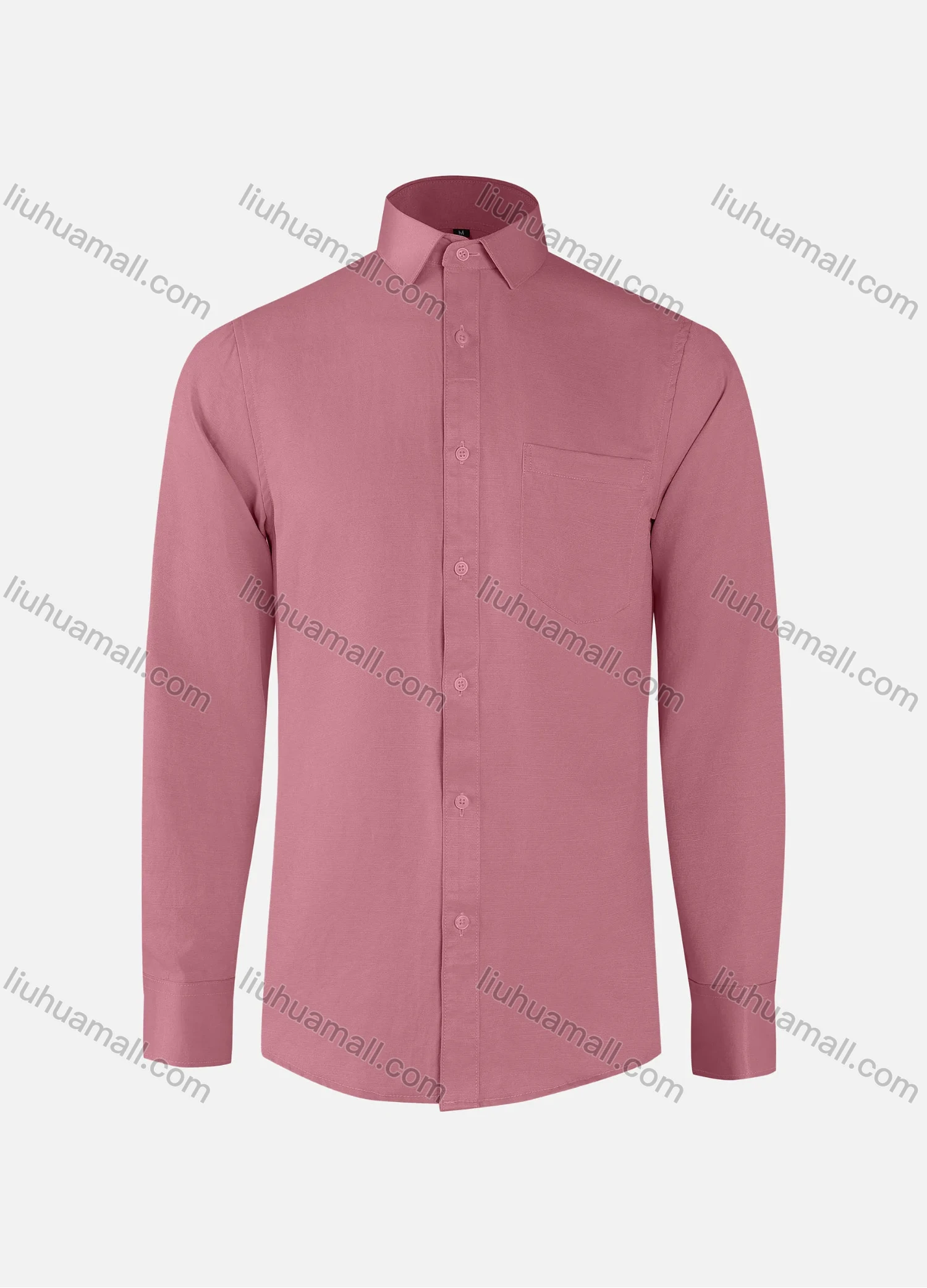 Wholesale Men's Business Plain Collared Button Down Patch Pocket Long Sleeve Shirts - Liuhuamall