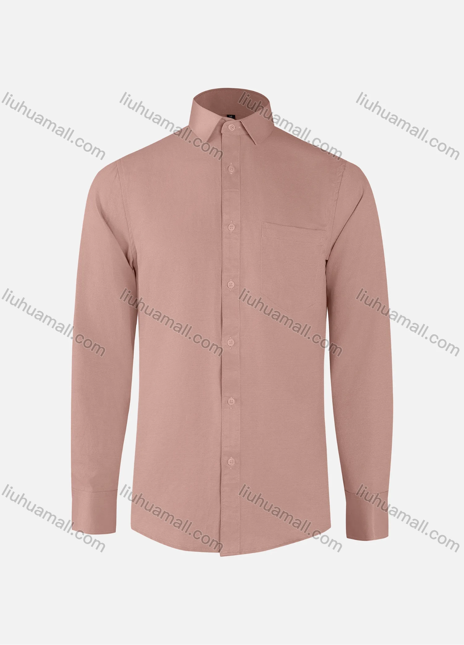 Wholesale Men's Business Plain Collared Button Down Patch Pocket Long Sleeve Shirts - Liuhuamall