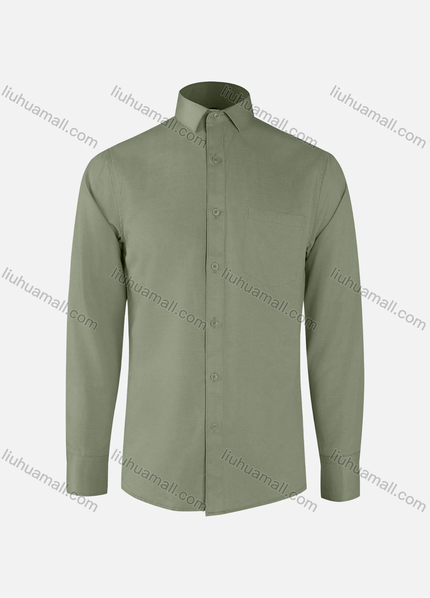 Wholesale Men's Formal Plain Collared Button Down Patch Pocket Long Sleeve Shirts - Liuhuamall