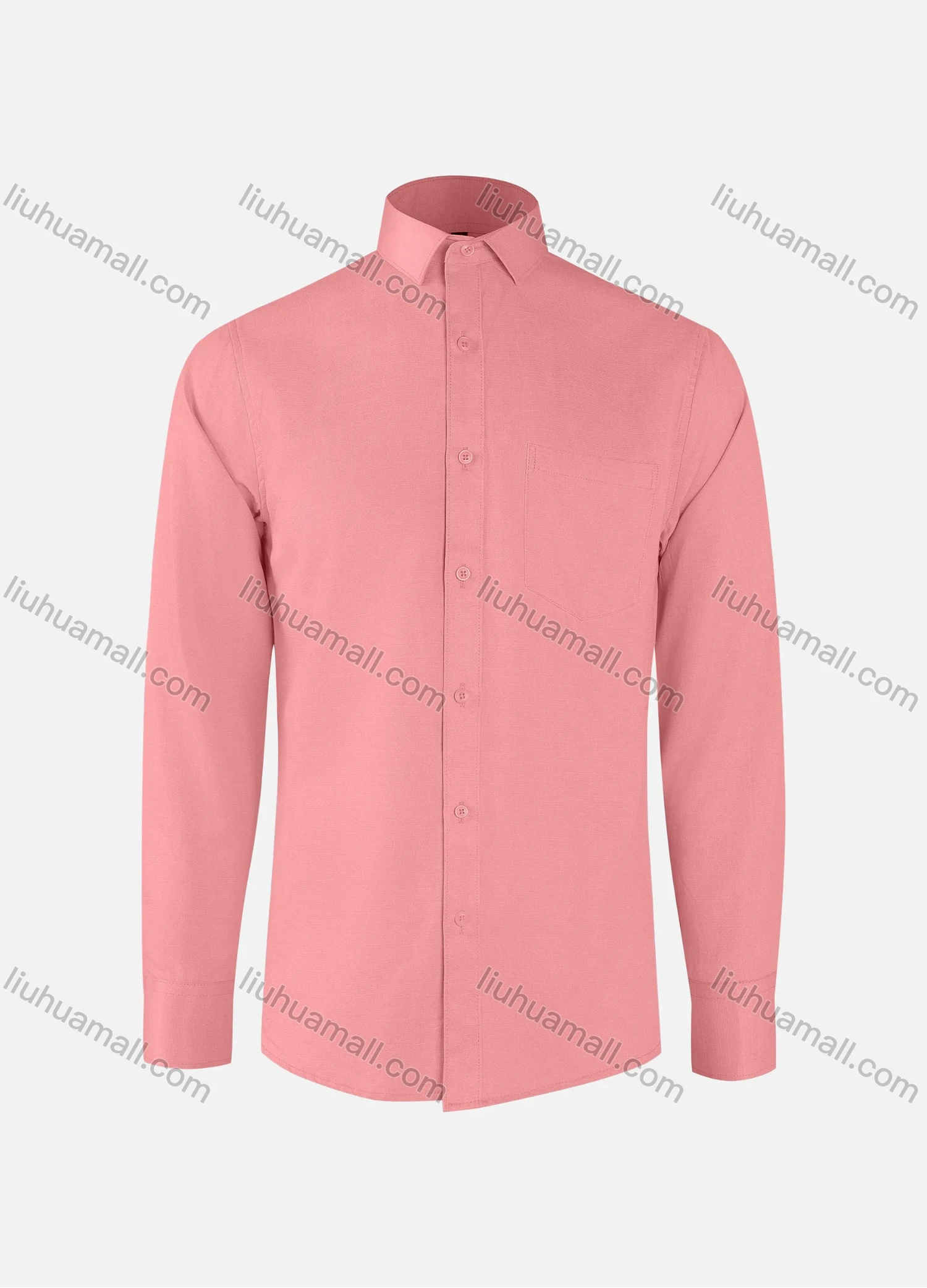 Wholesale Men's Formal Plain Collared Button Down Patch Pocket Long Sleeve Shirts - Liuhuamall