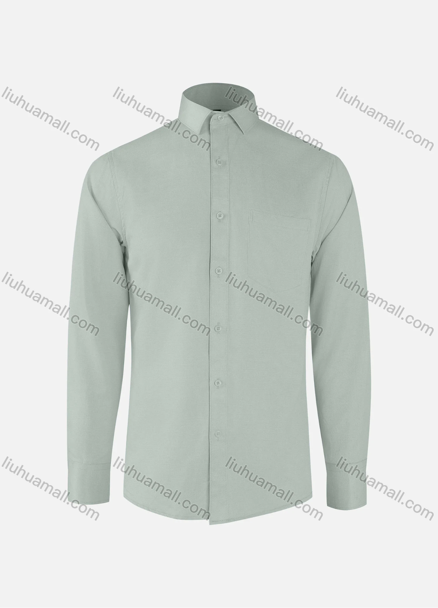 Wholesale Men's Formal Plain Collared Button Down Patch Pocket Long Sleeve Shirts - Liuhuamall