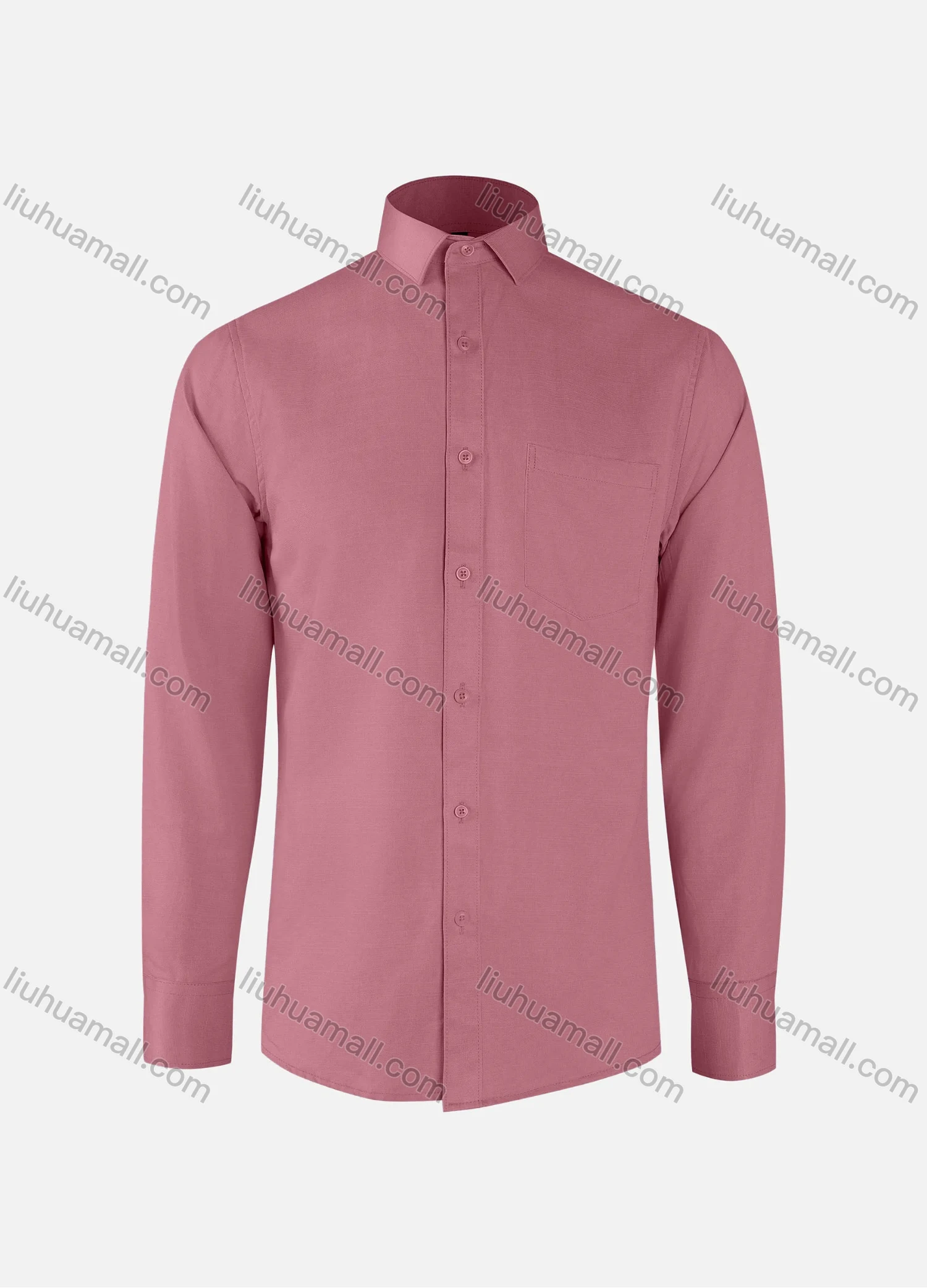 Wholesale Men's Formal Plain Collared Button Down Patch Pocket Long Sleeve Shirts - Liuhuamall
