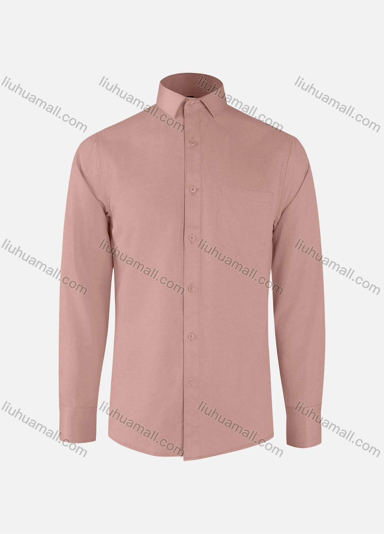 Wholesale Men's Formal Plain Collared Button Down Patch Pocket Long Sleeve Shirts - Liuhuamall