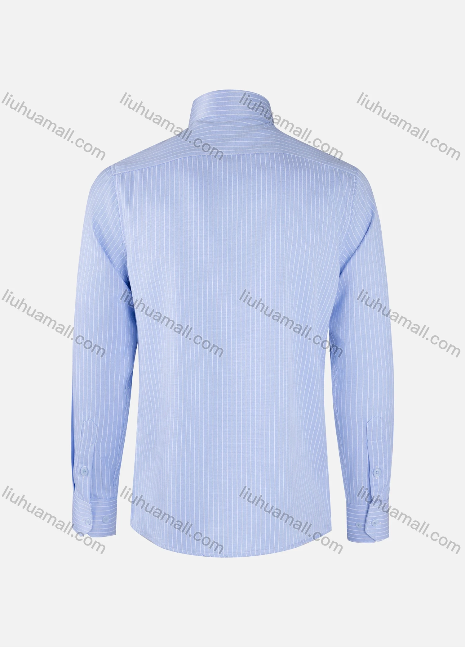 Wholesale Men's Business Striped Collared Button Down Patch Pocket Long Sleeve Shirts - Liuhuamall
