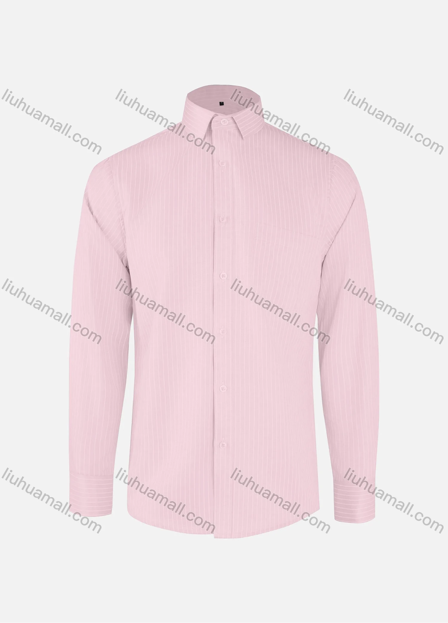 Wholesale Men's Business Striped Collared Button Down Patch Pocket Long Sleeve Shirts - Liuhuamall