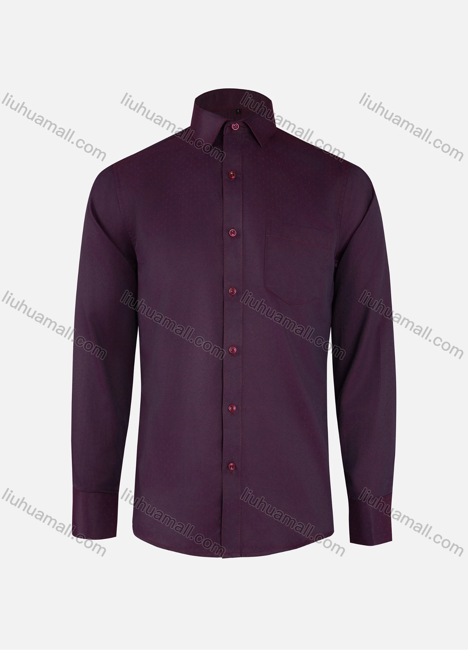 Wholesale Men's Formal Plain Collared Button Down Patch Pocket Long Sleeve Shirts - Liuhuamall