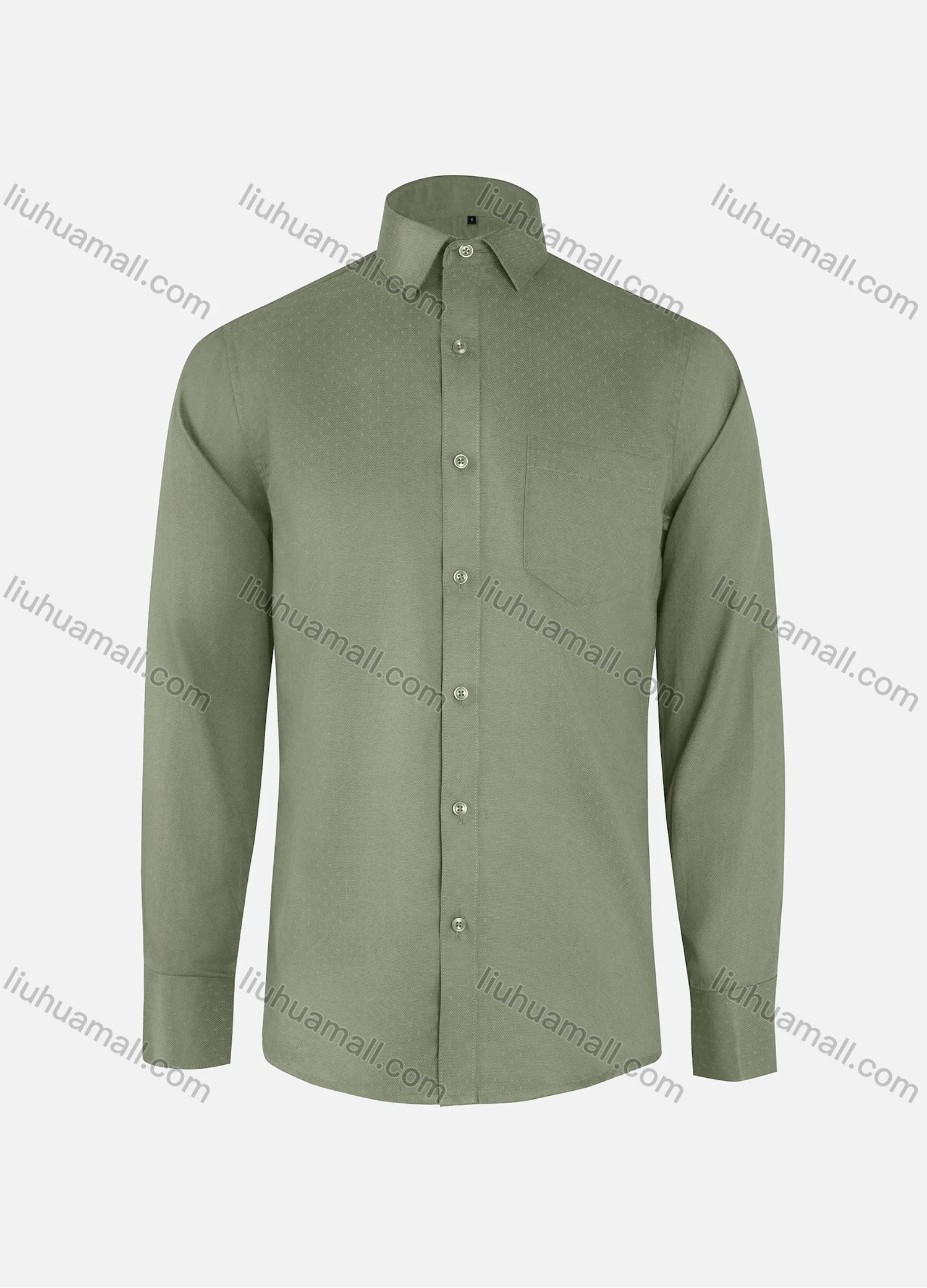 Wholesale Men's Formal Plain Collared Button Down Patch Pocket Long Sleeve Shirts - Liuhuamall