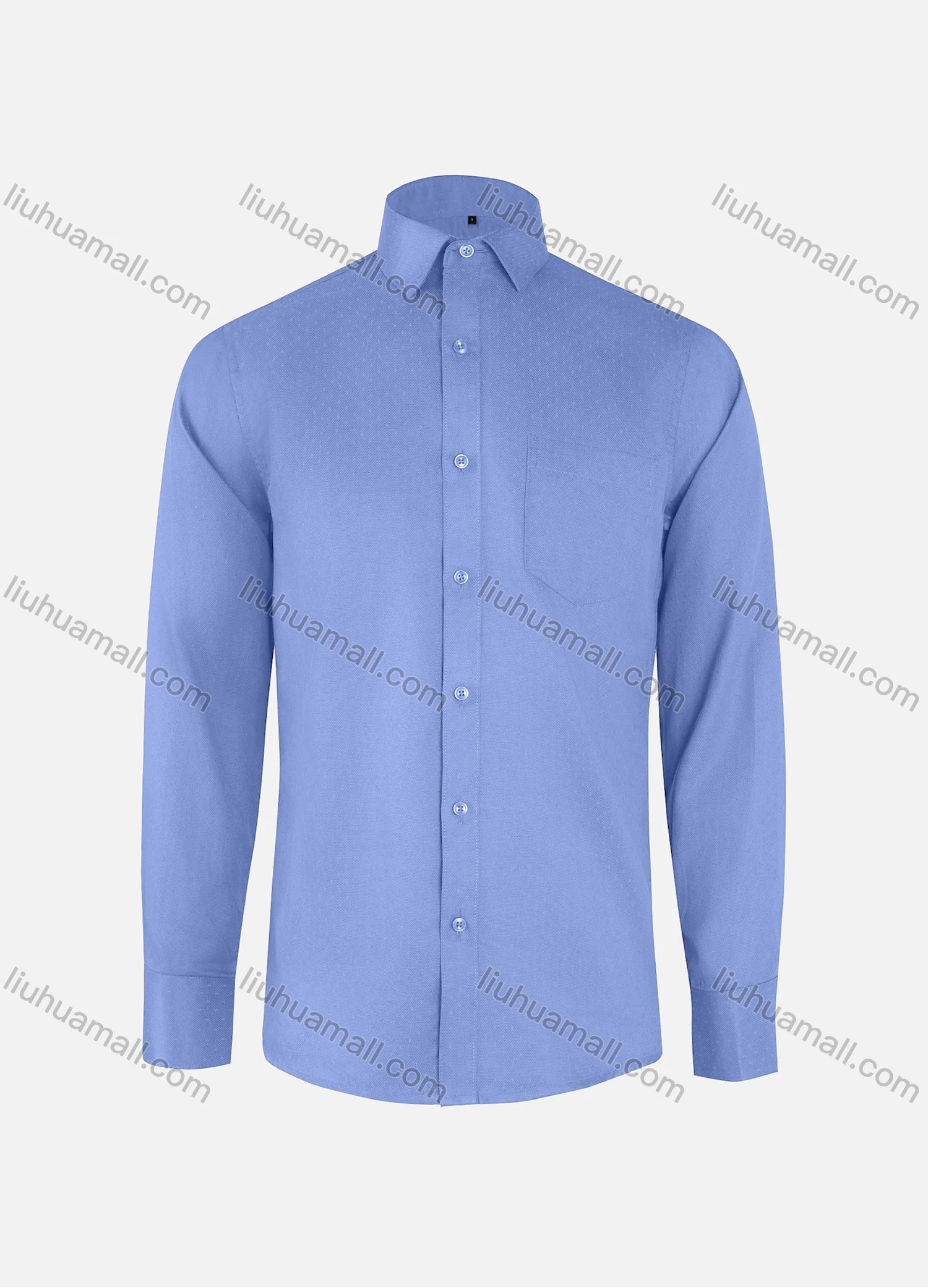 Wholesale Men's Formal Plain Collared Button Down Patch Pocket Long Sleeve Shirts - Liuhuamall