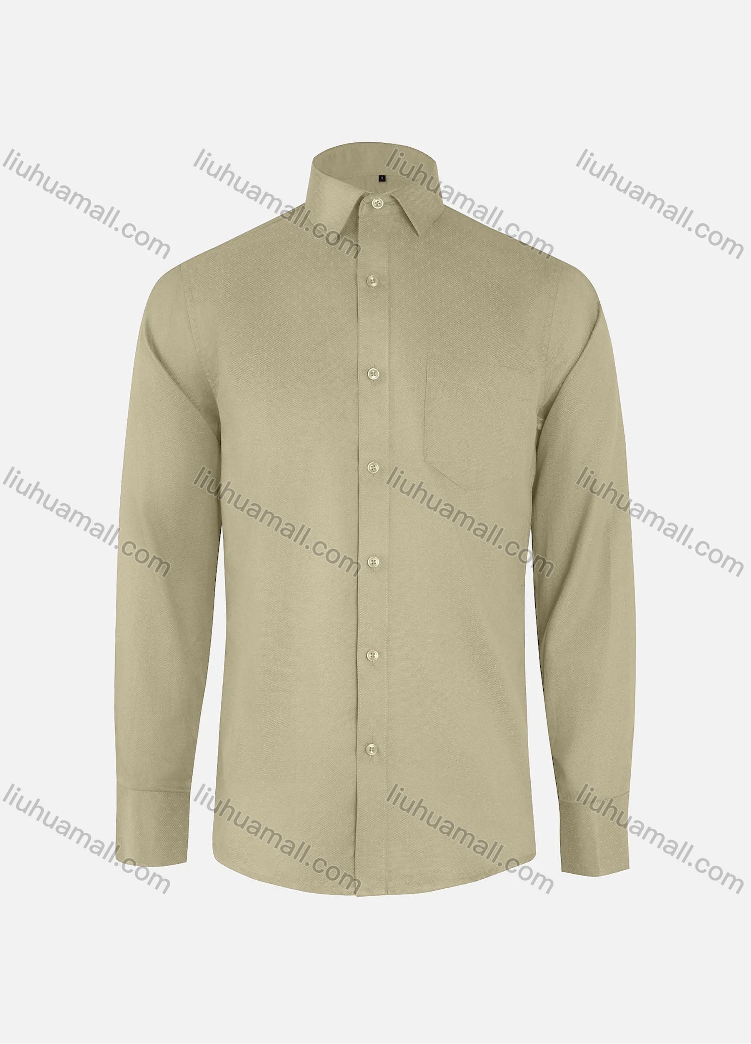 Wholesale Men's Formal Plain Collared Button Down Patch Pocket Long Sleeve Shirts - Liuhuamall