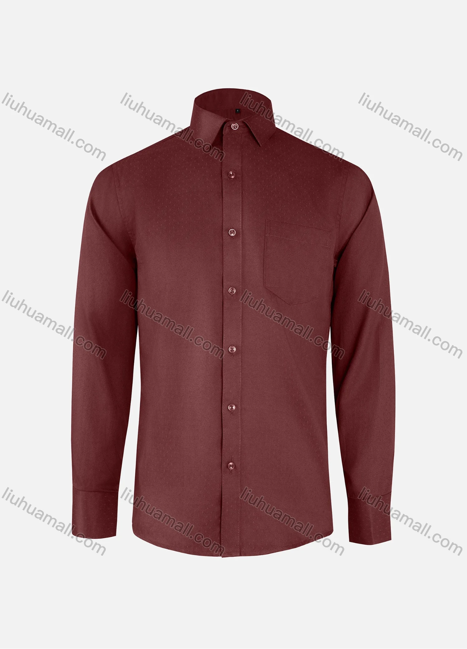 Wholesale Men's Formal Plain Collared Button Down Patch Pocket Long Sleeve Shirts - Liuhuamall