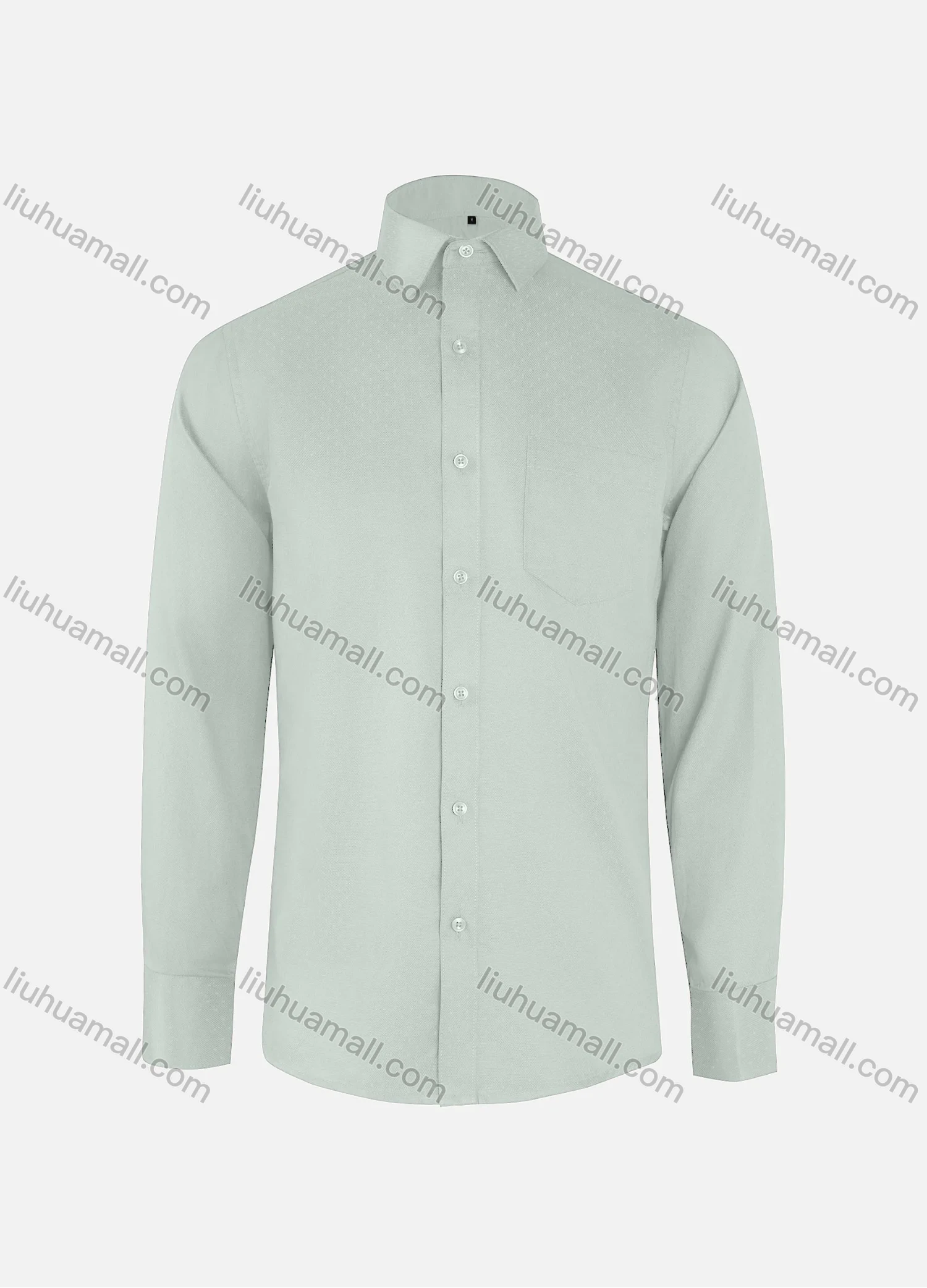 Wholesale Men's Formal Plain Collared Button Down Patch Pocket Long Sleeve Shirts - Liuhuamall