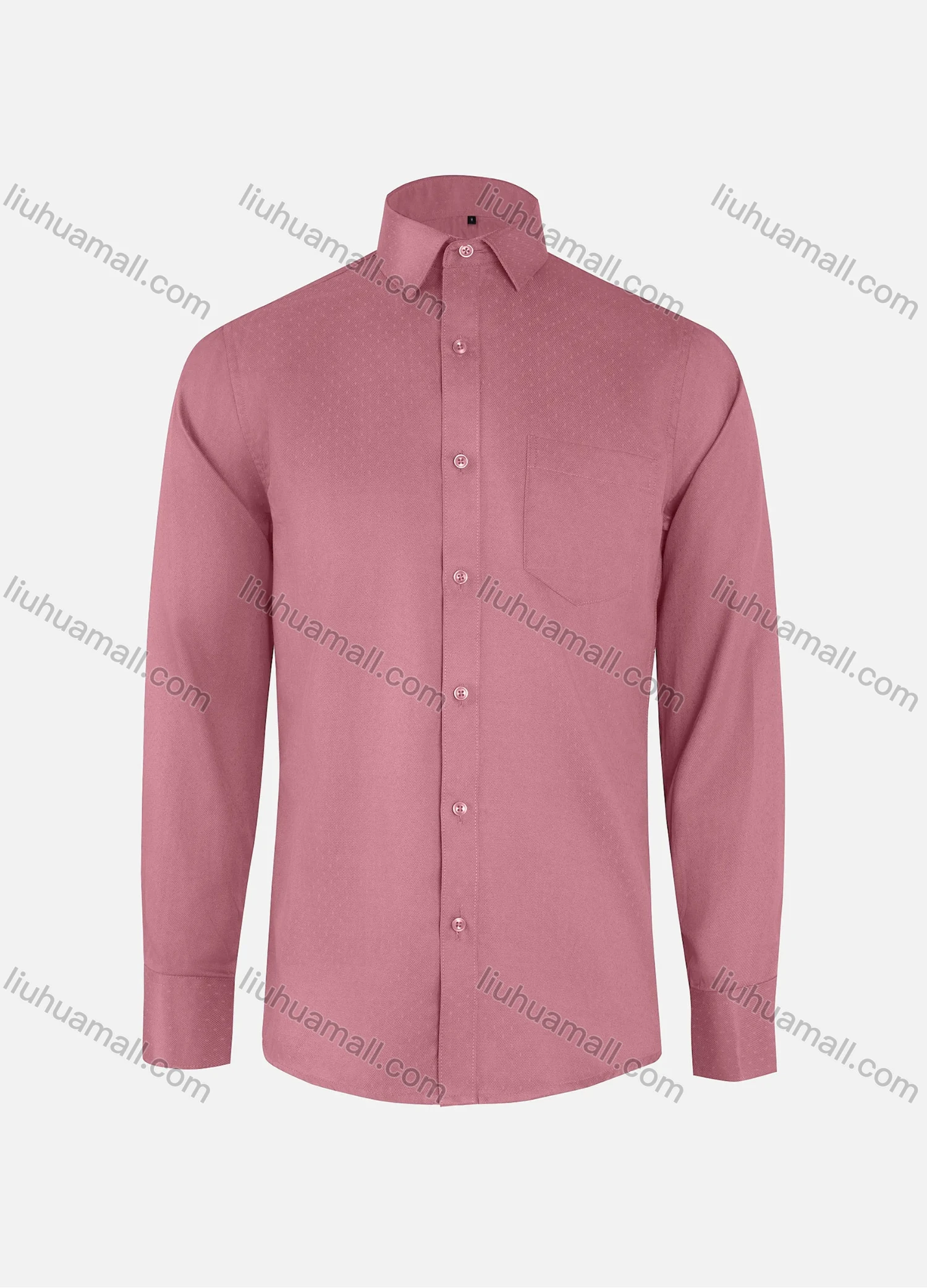 Wholesale Men's Formal Plain Collared Button Down Patch Pocket Long Sleeve Shirts - Liuhuamall